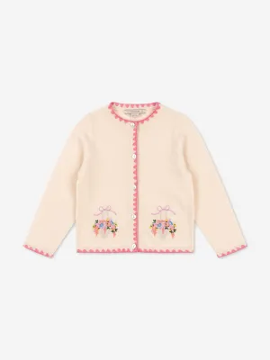 Girls Collette Wool Knit Cardigan in Ivory