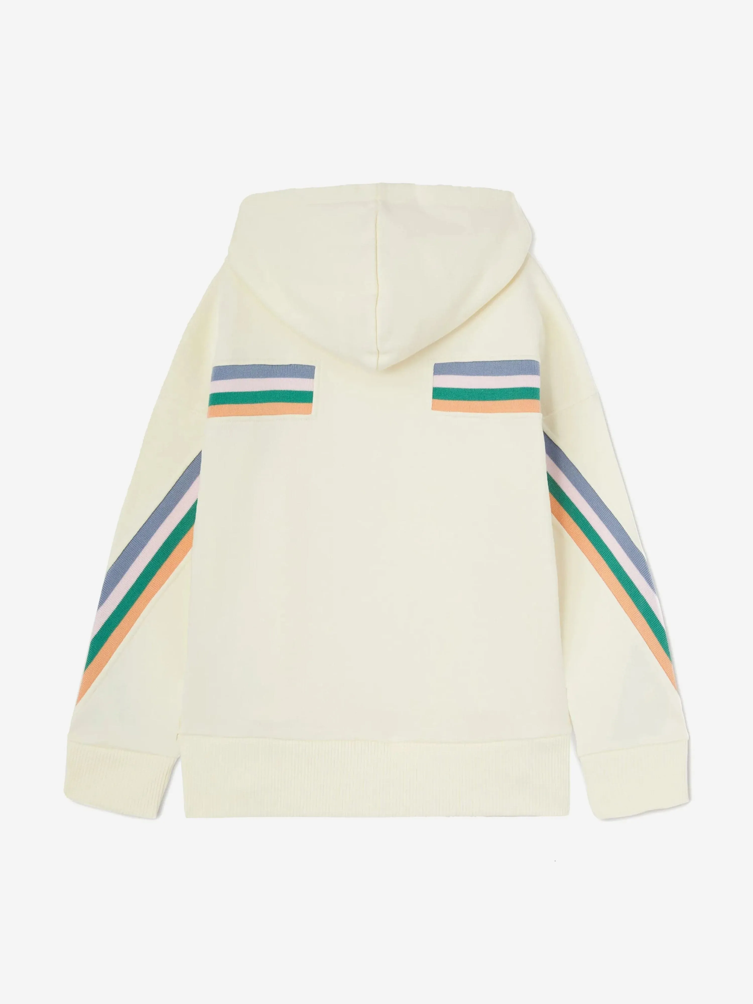 Girls Colourful Track Hoodie in Ivory