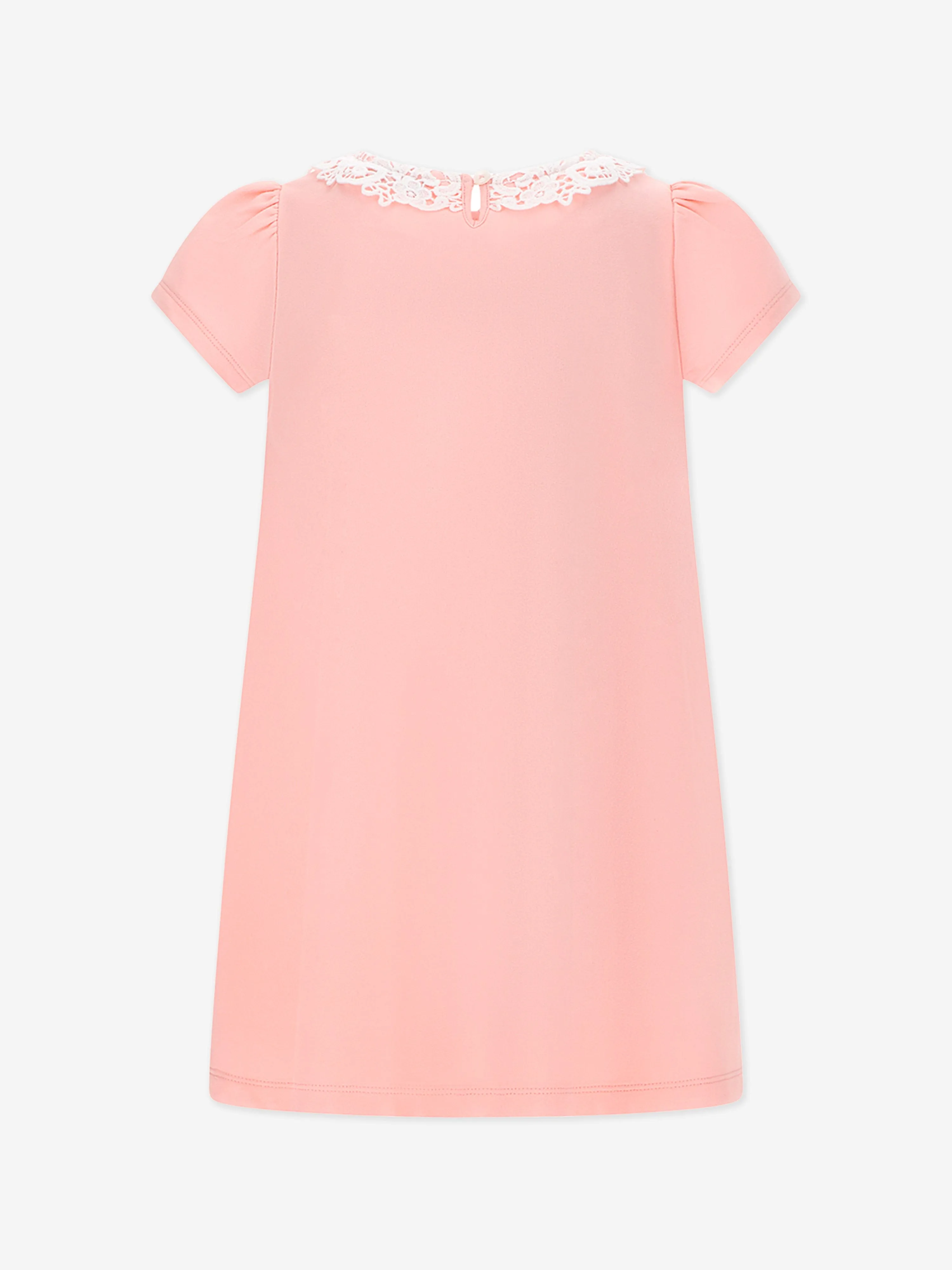Girls Cotton Logo Dress in Pink