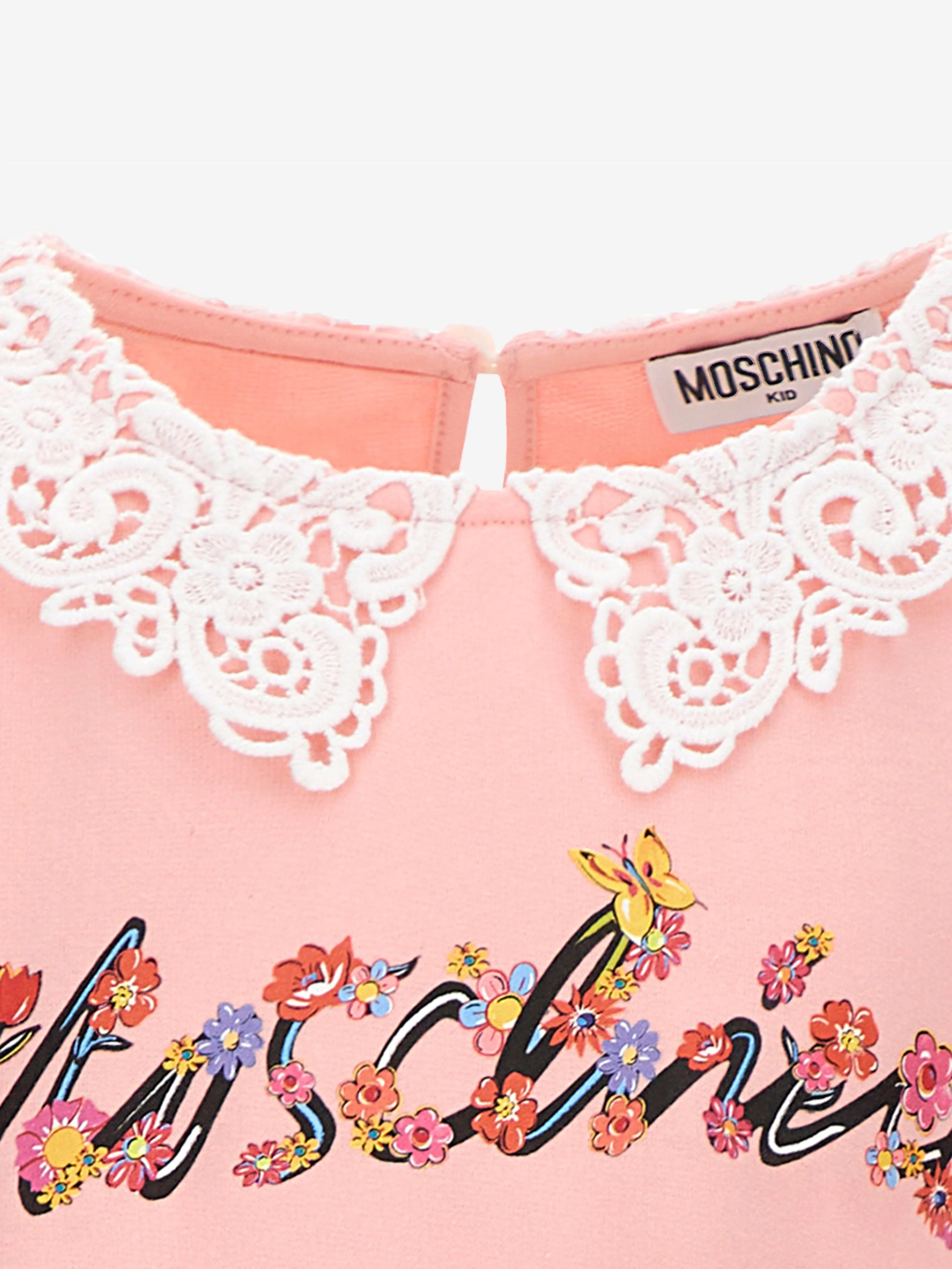 Girls Cotton Logo Dress in Pink