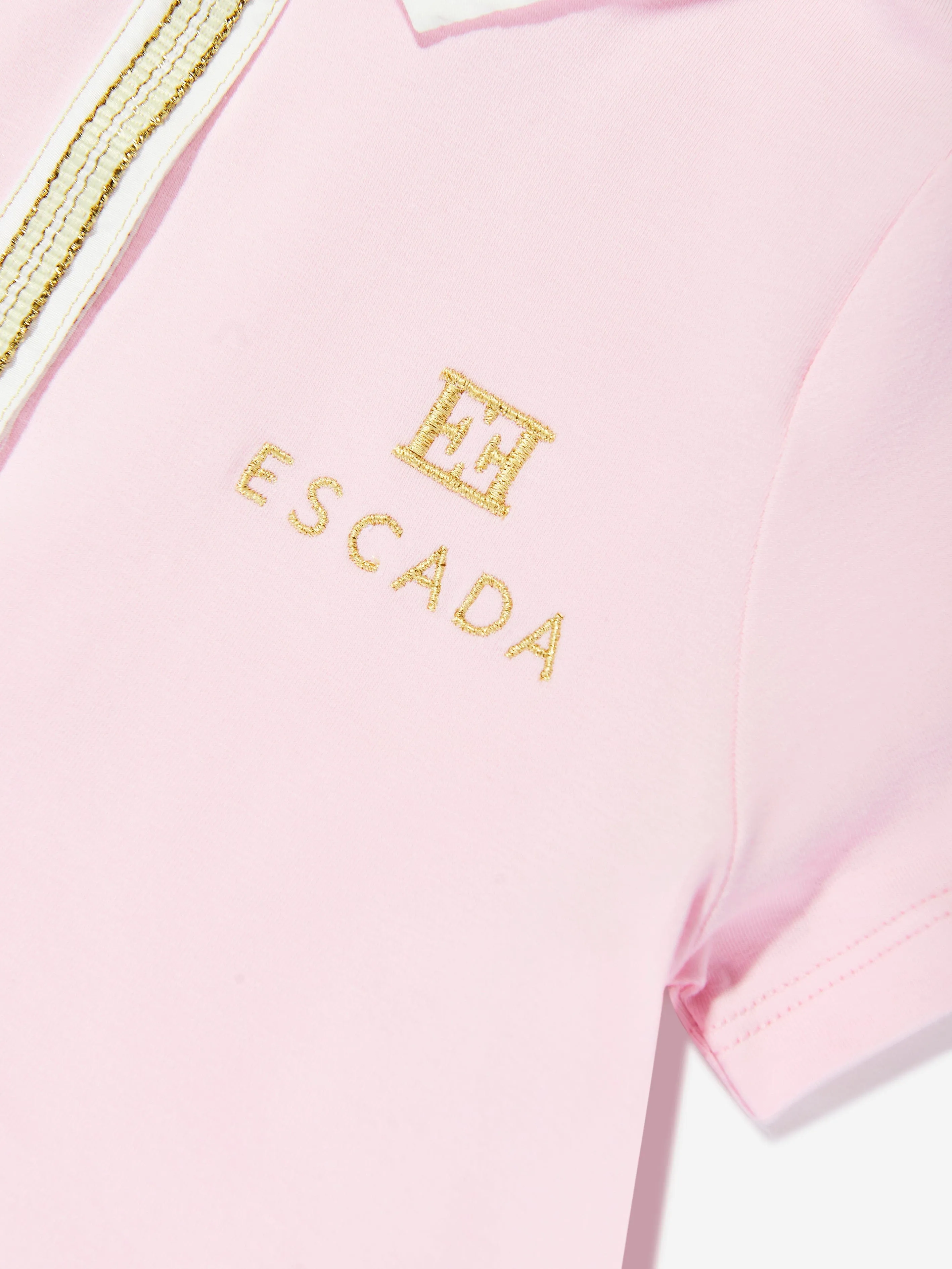 Girls Cotton Pleated Logo Dress in Pink