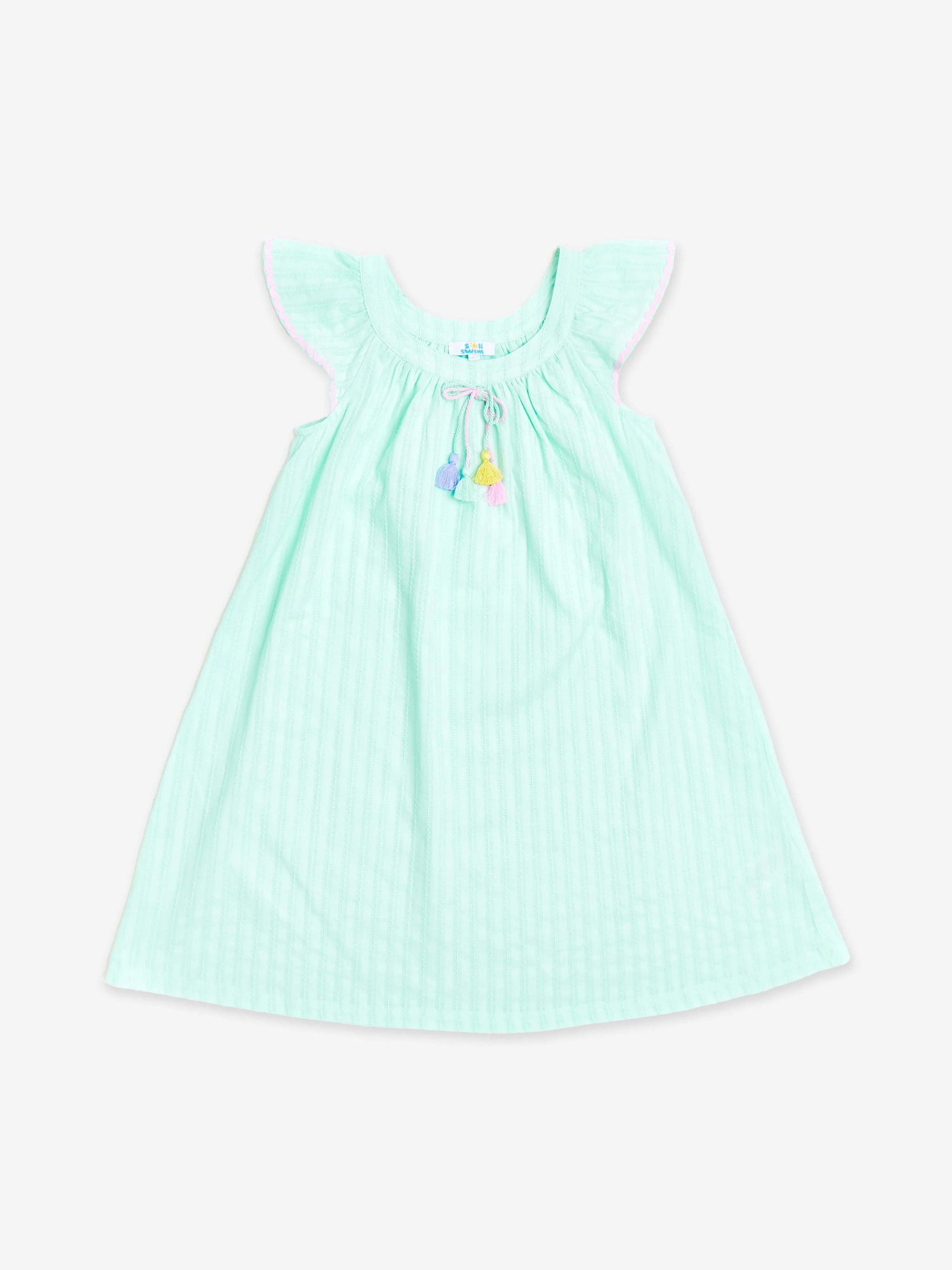Girls Cotton Summer Dress in Green