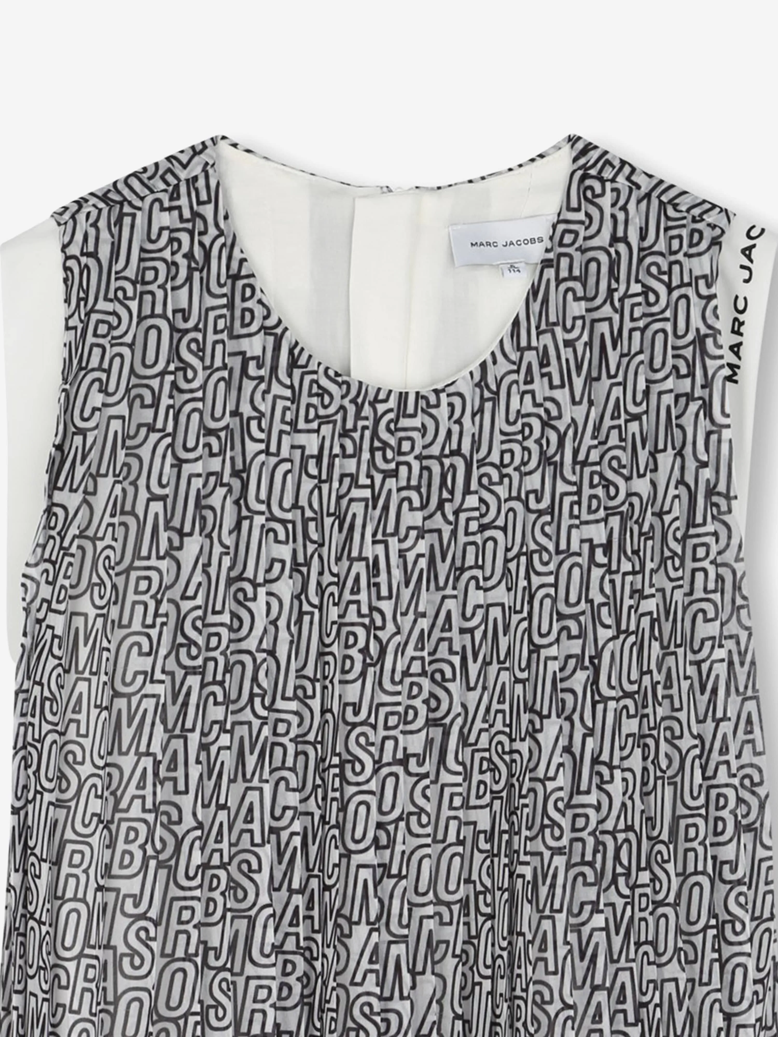 Girls Crepe Pleated Logo Dress in Black