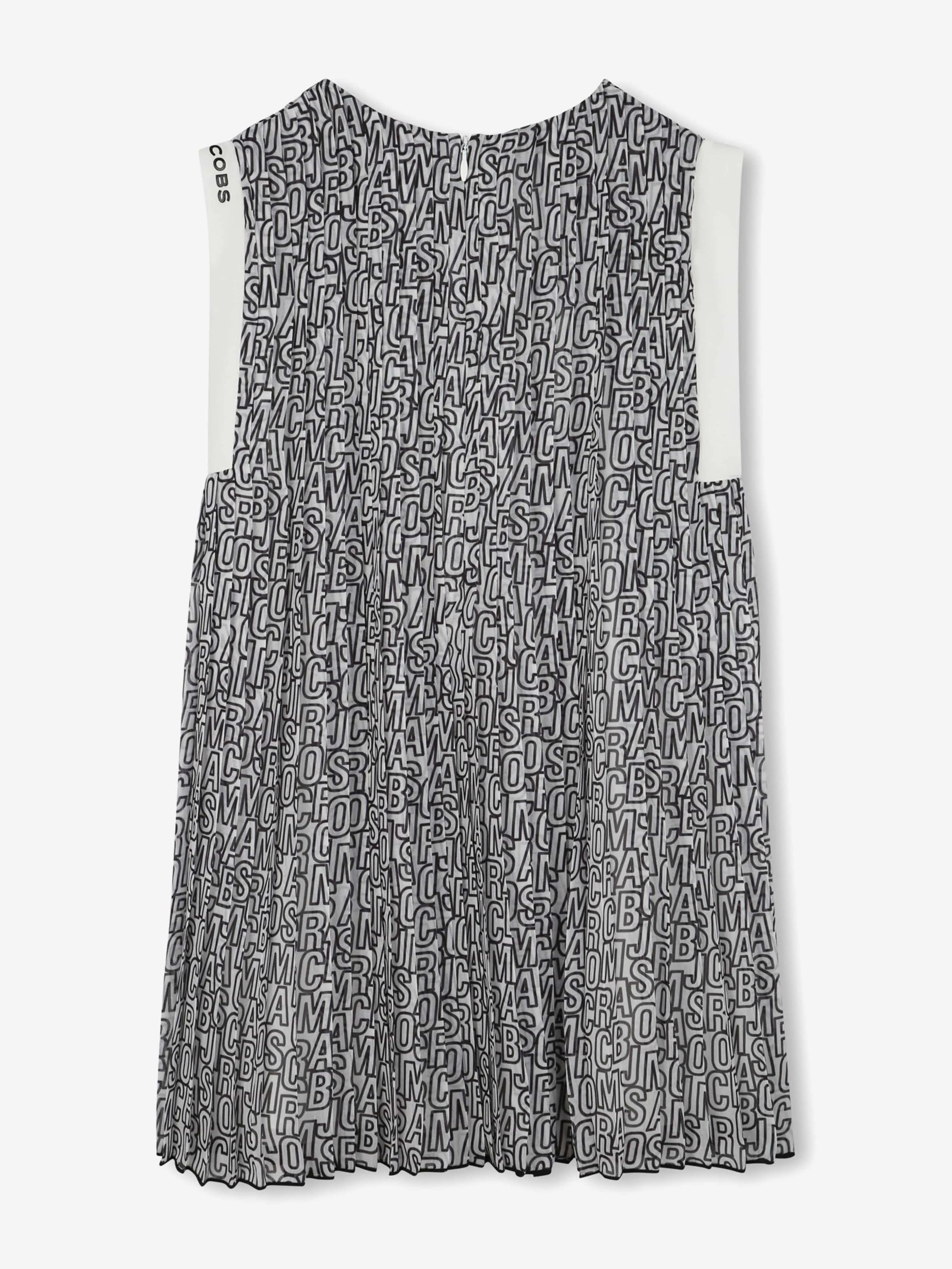 Girls Crepe Pleated Logo Dress in Black