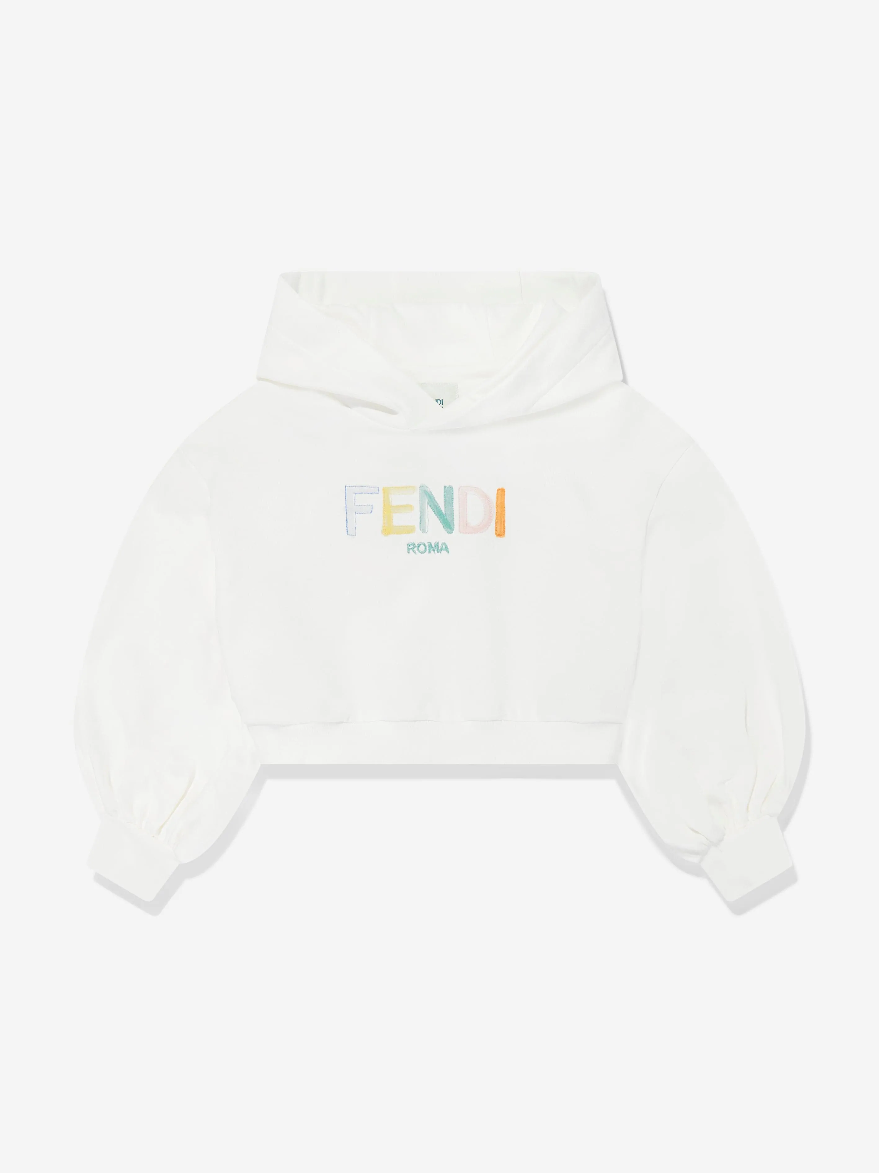 Girls Cropped Hoodie in White