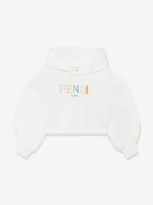 Girls Cropped Hoodie in White