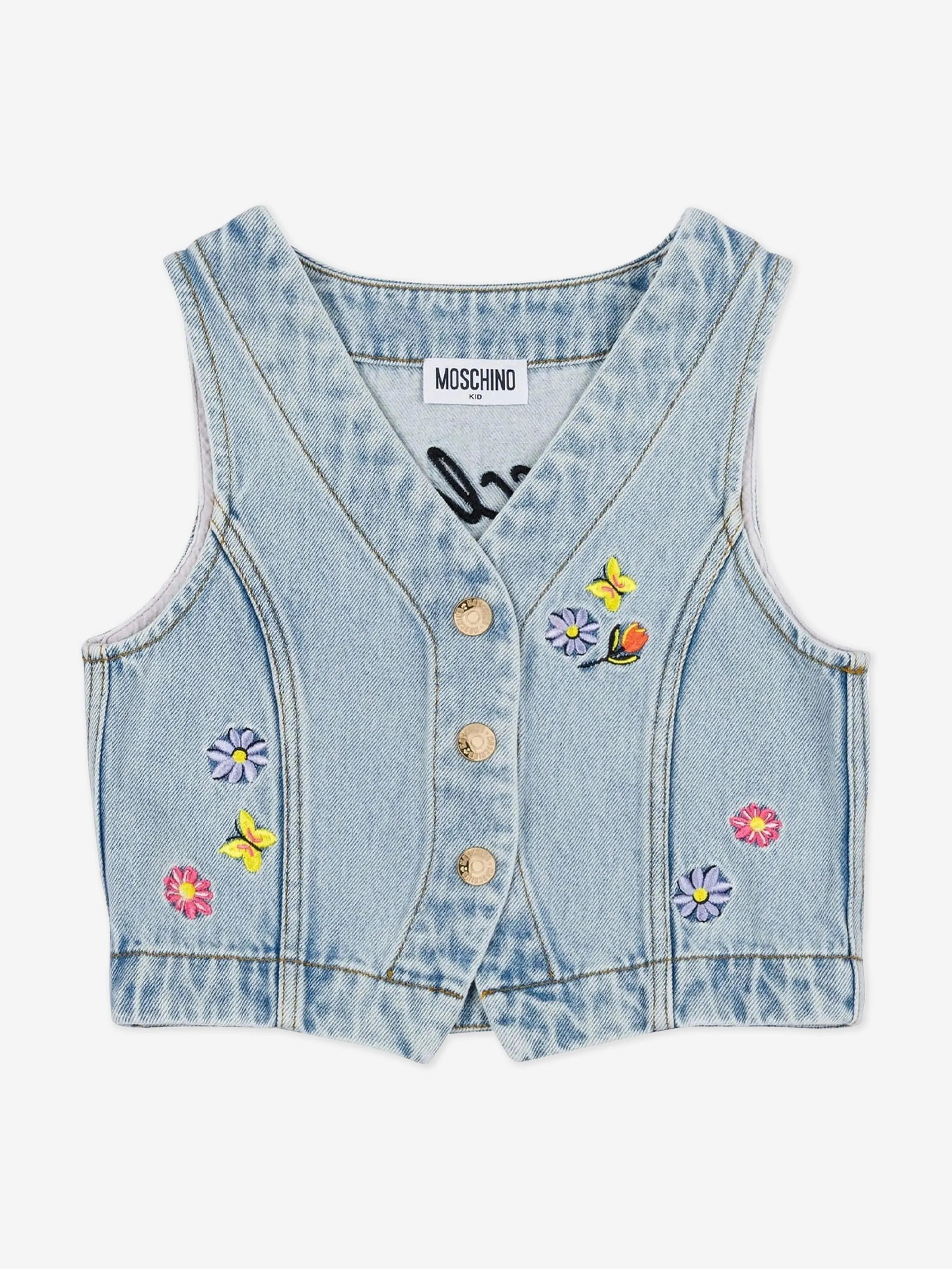 Girls Denim Waistcoat in Blue