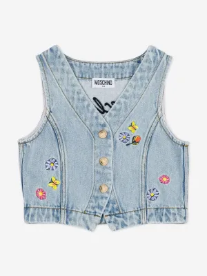 Girls Denim Waistcoat in Blue