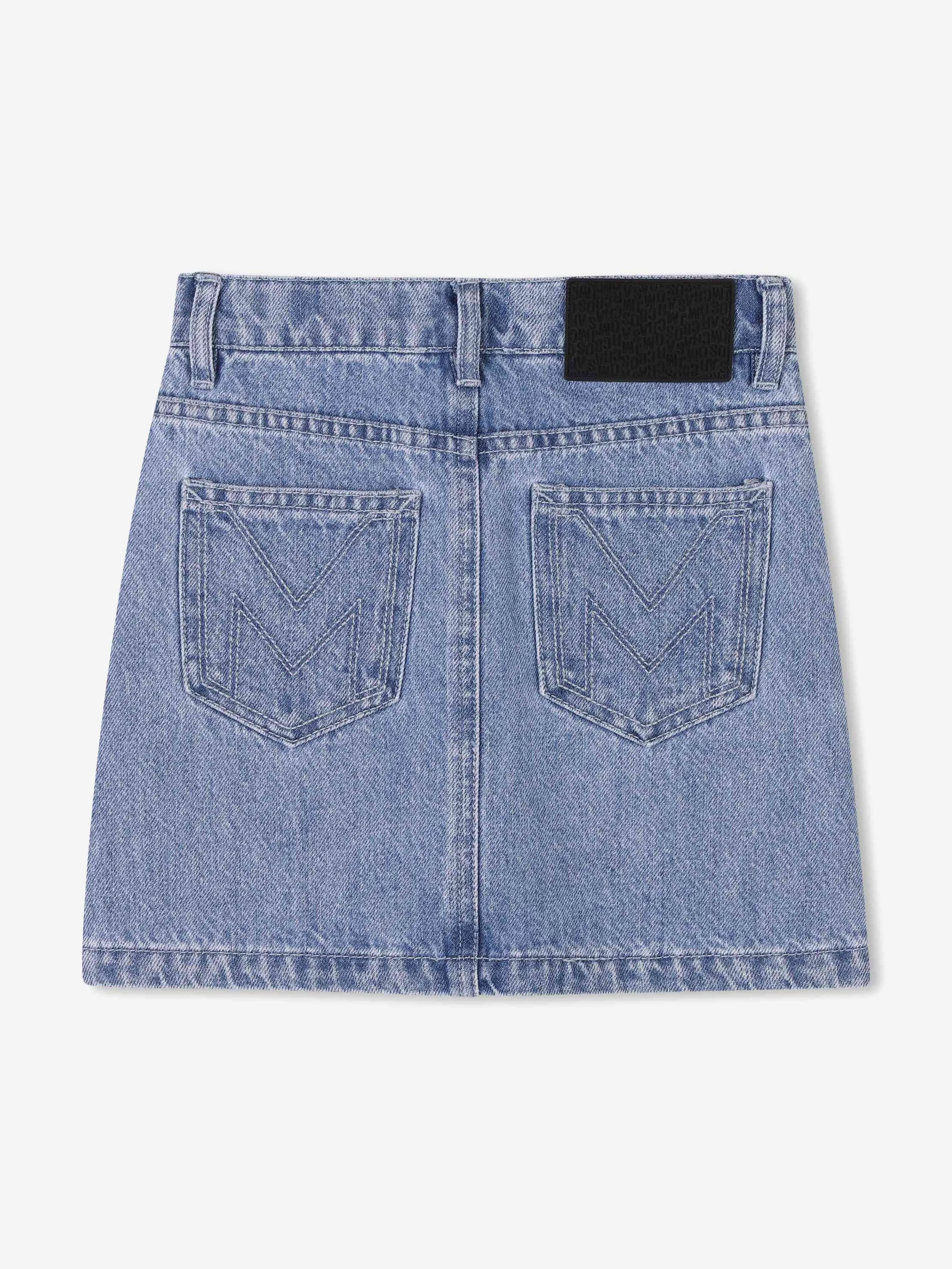 Girls Diamante Denim Skirt in Blue
