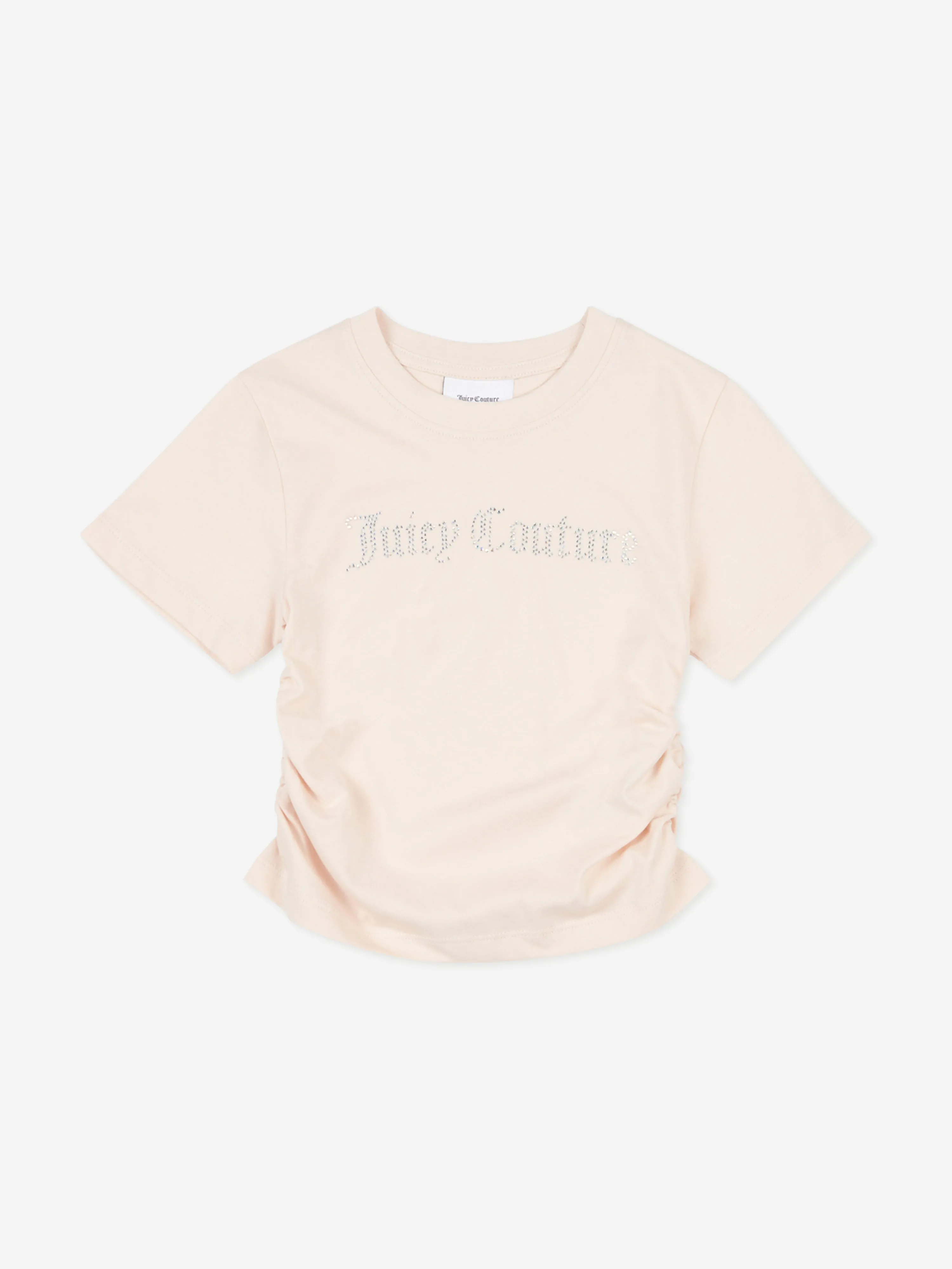Girls Diamante Logo T-Shirt in Beige