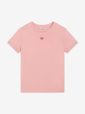 Girls Diamante Logo T-Shirt in Pink
