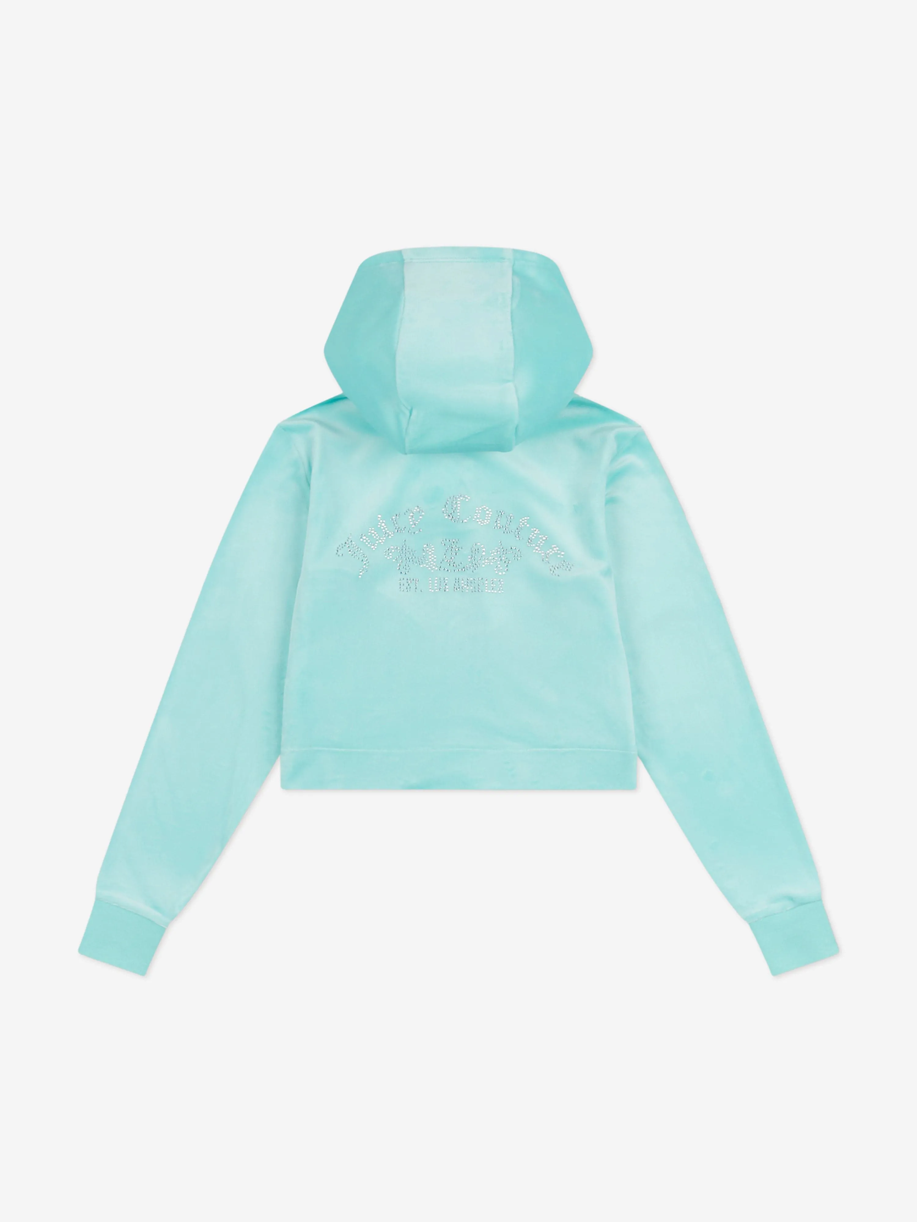 Girls Diamante Logo Zip Up Top in Blue