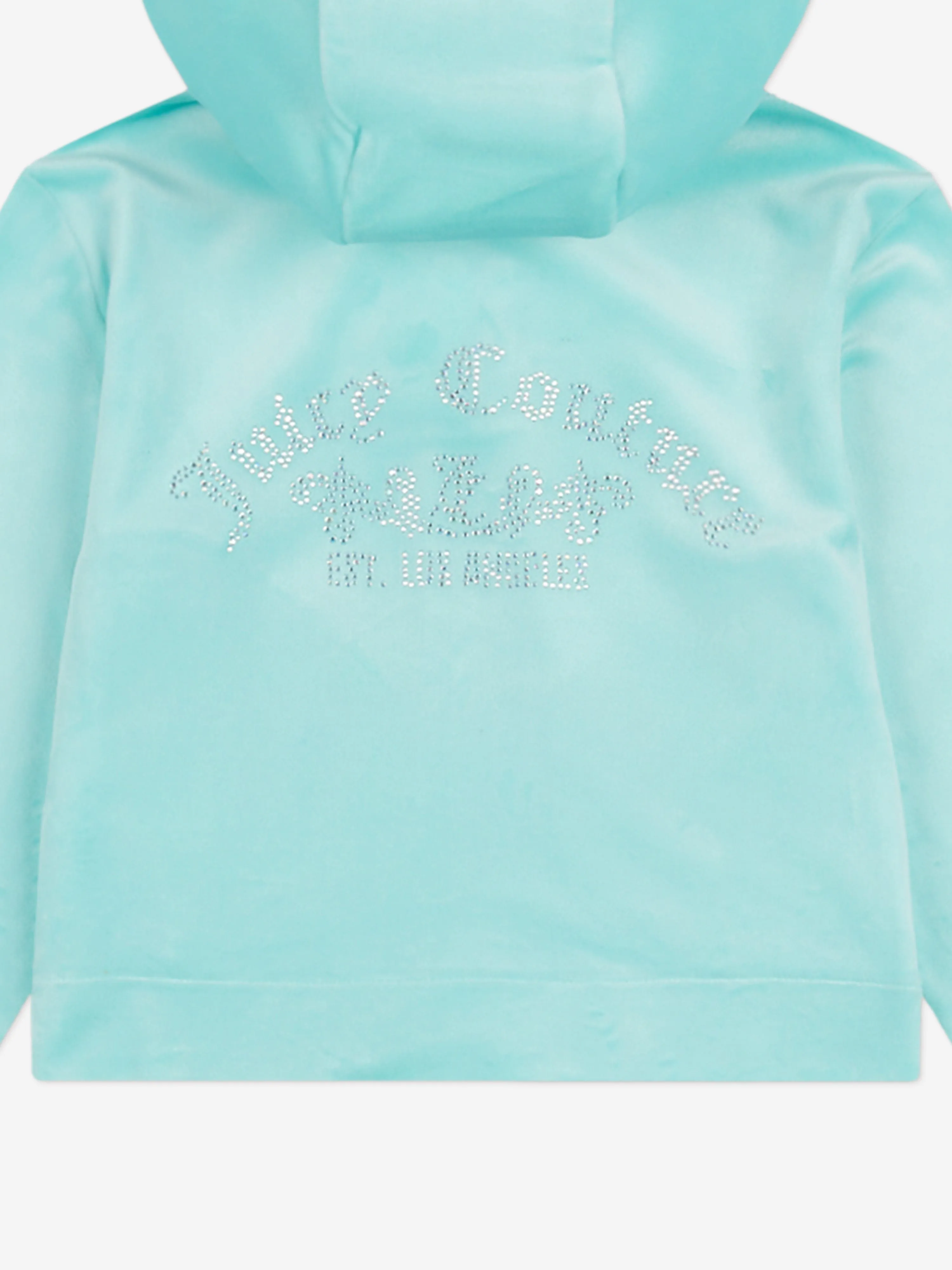 Girls Diamante Logo Zip Up Top in Blue