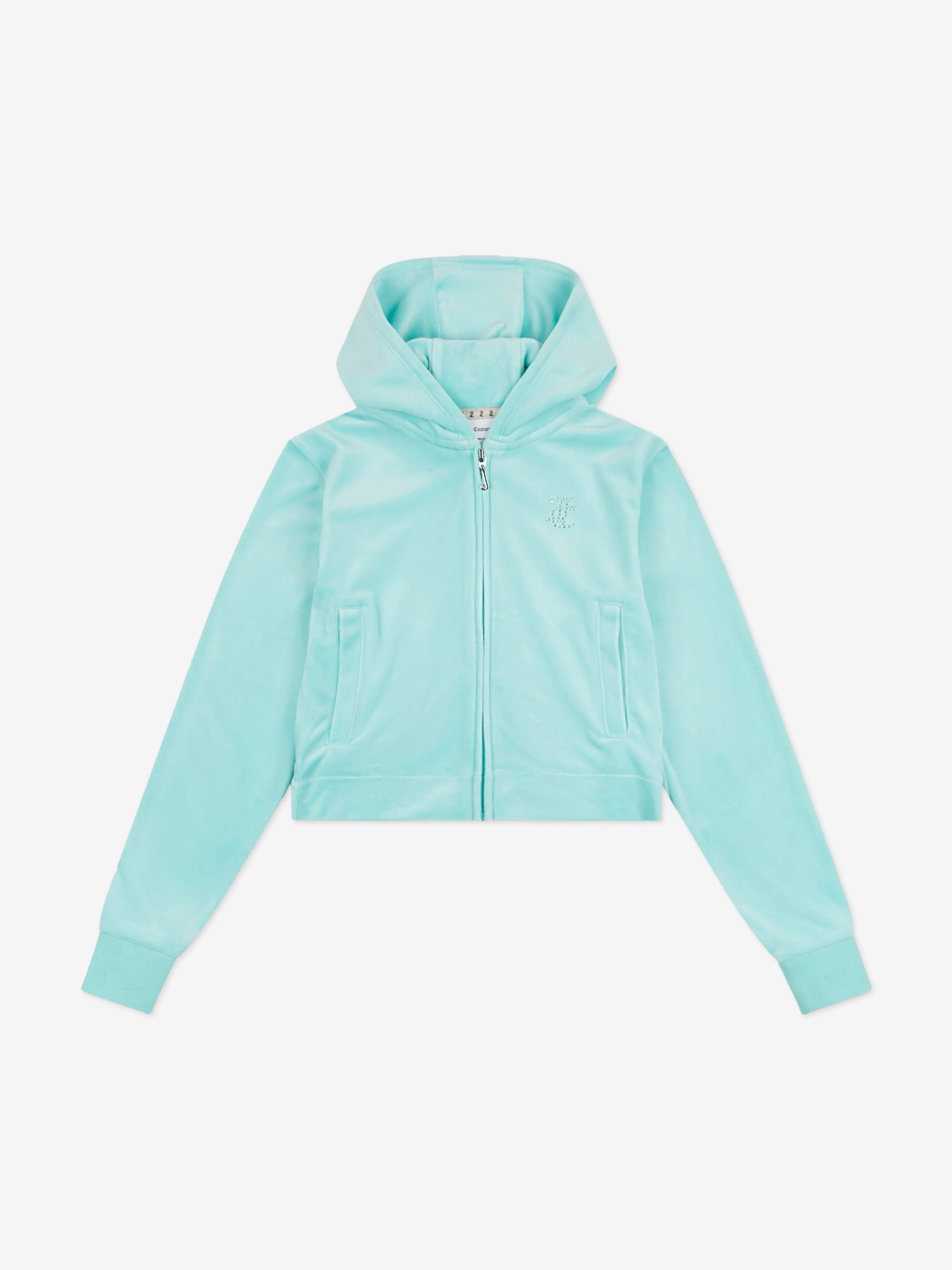 Girls Diamante Logo Zip Up Top in Blue