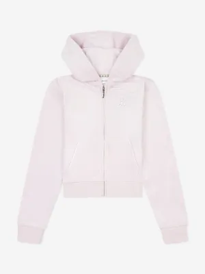 Girls Diamante Logo Zip Up Top in Purple