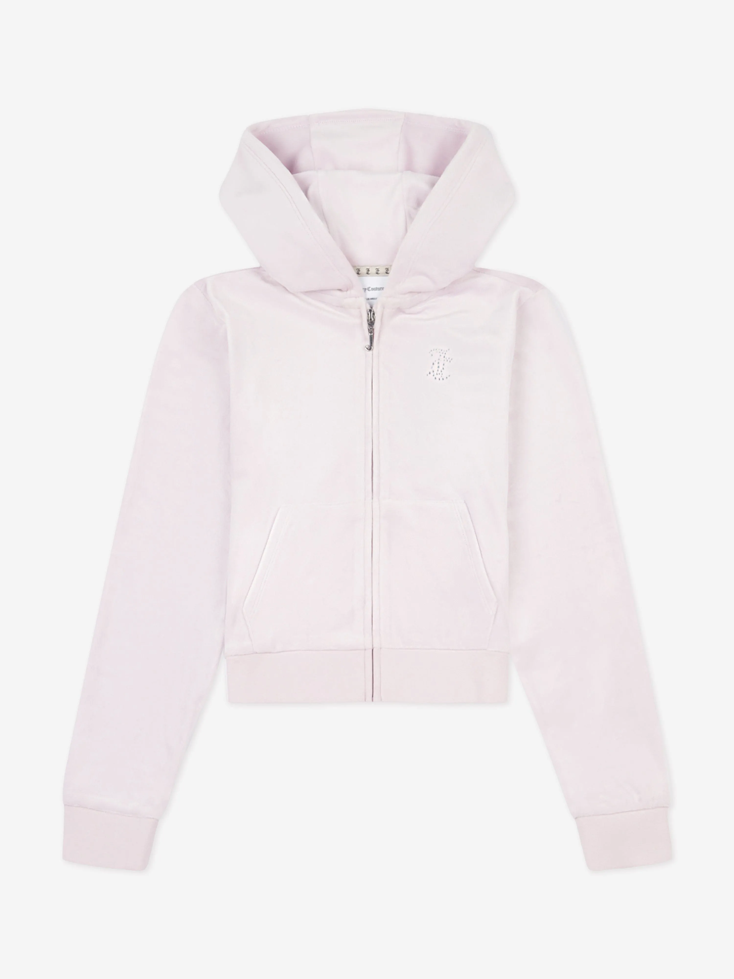 Girls Diamante Logo Zip Up Top in Purple