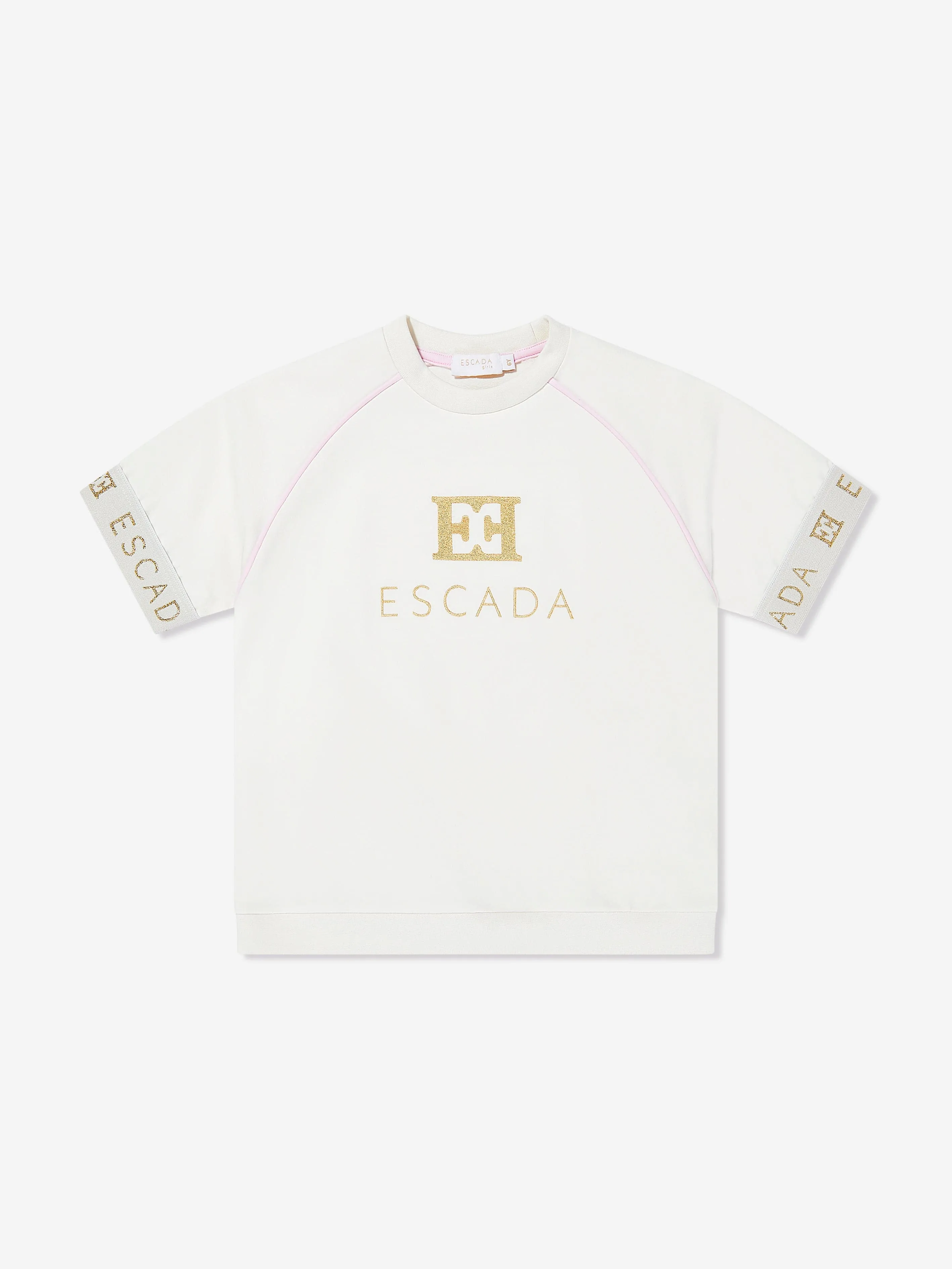 Girls Embroidered Logo T-Shirt in Ivory