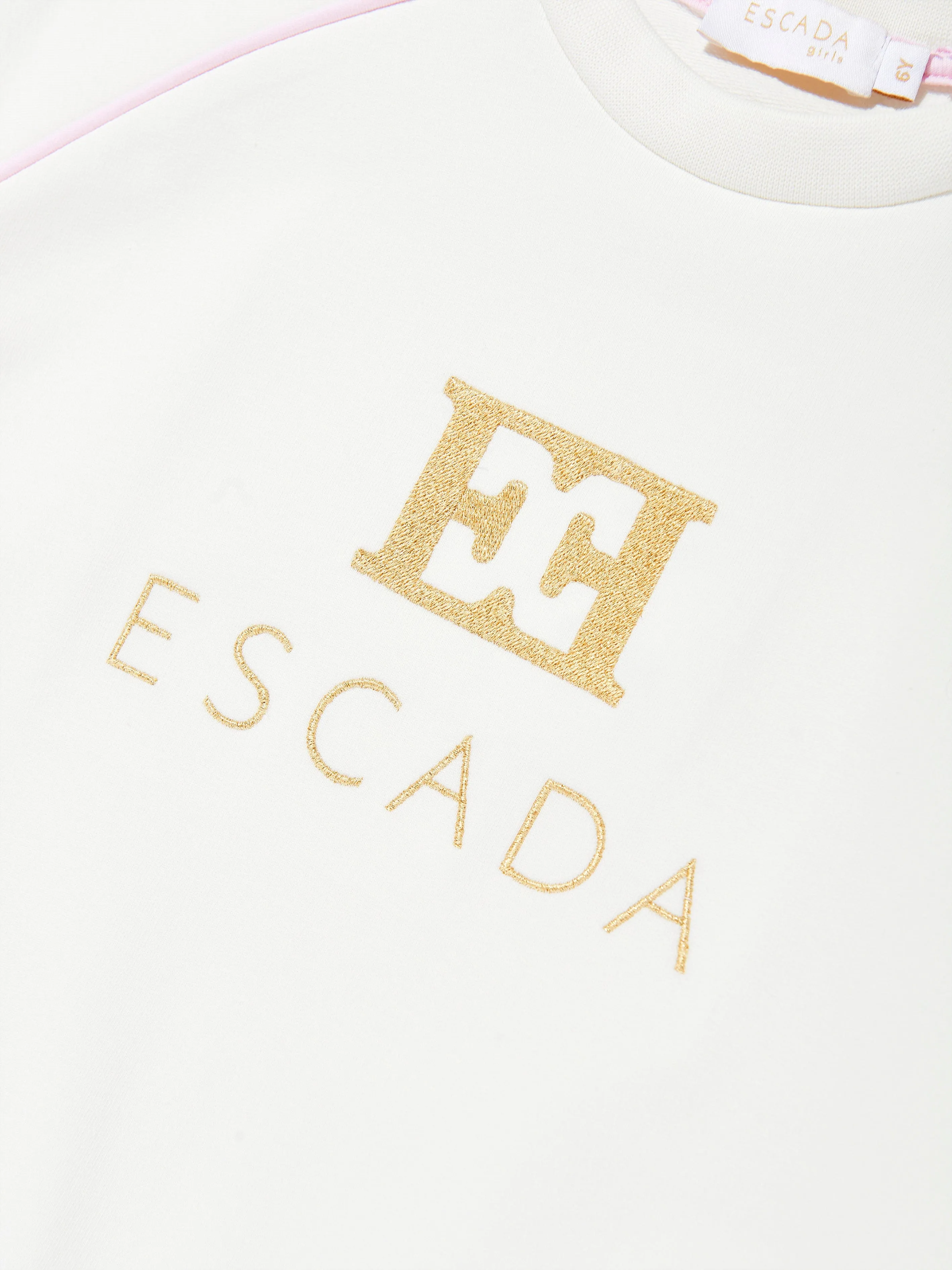 Girls Embroidered Logo T-Shirt in Ivory