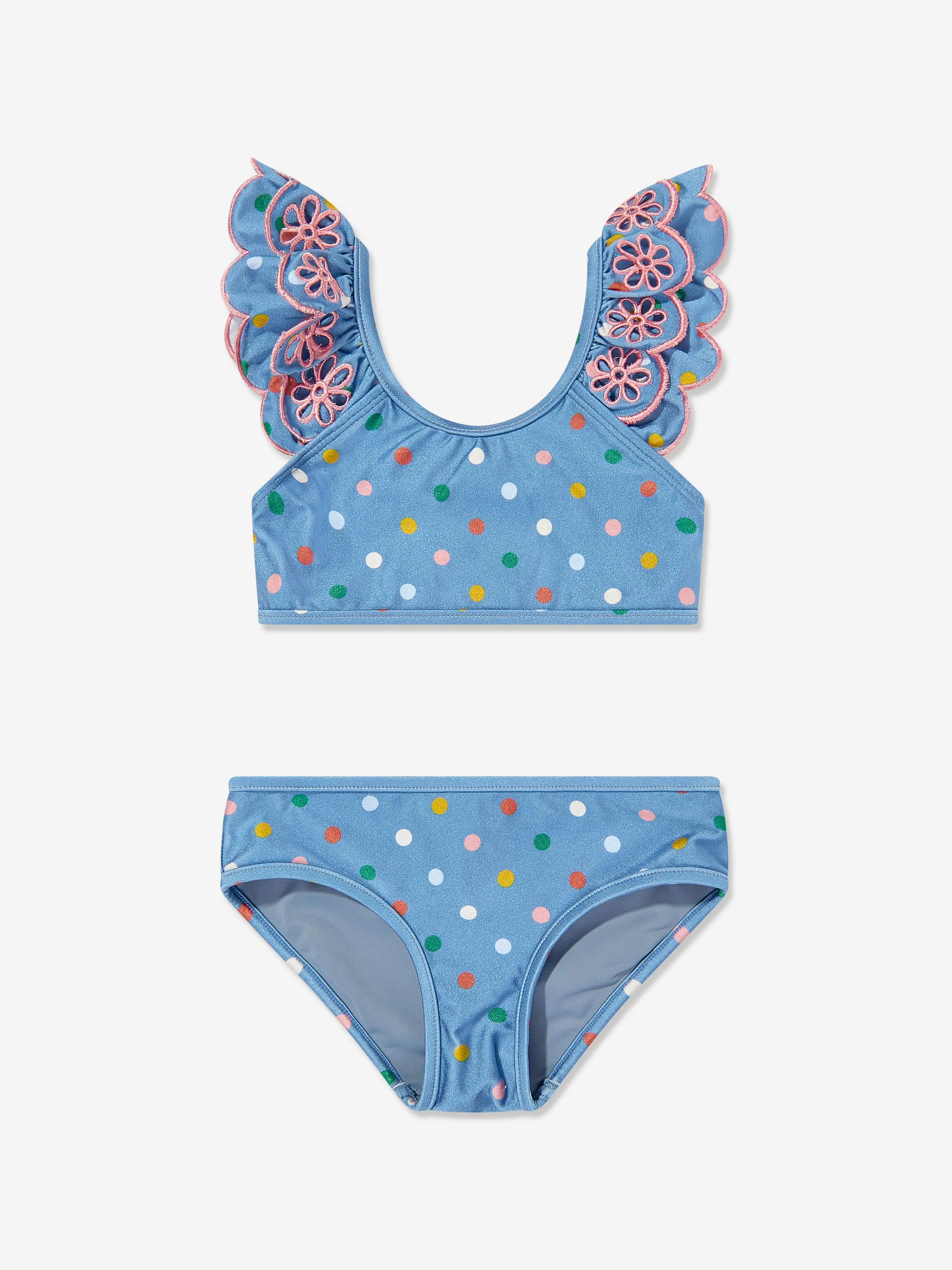 Girls Everley Embroidered Bikini in Blue