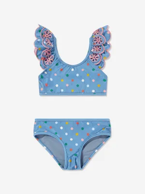 Girls Everley Embroidered Bikini in Blue