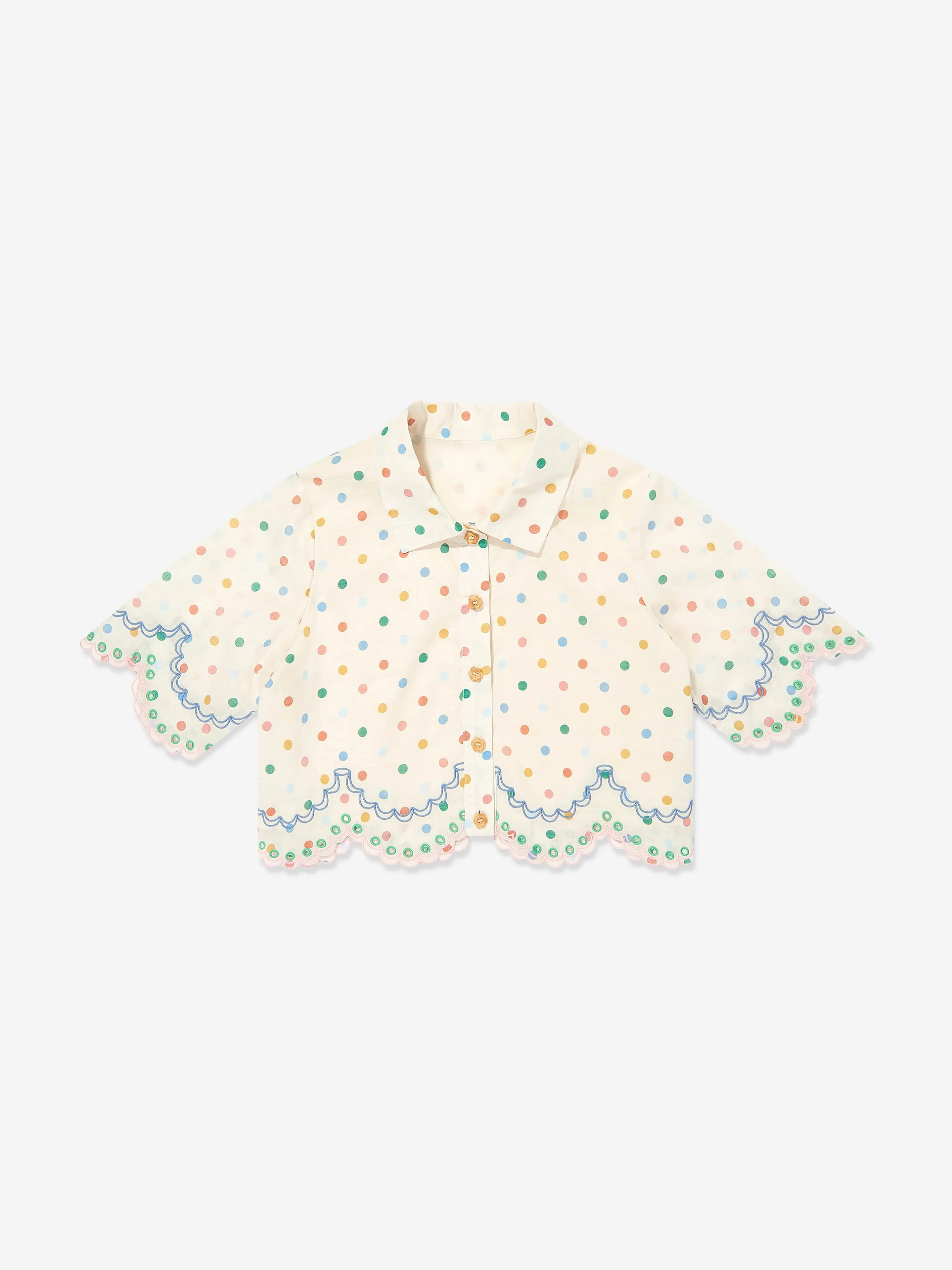 Girls Everley Embroidered Blouse in Ivory