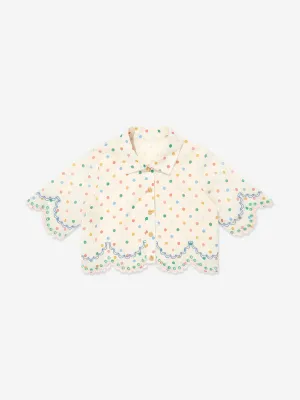 Girls Everley Embroidered Blouse in Ivory
