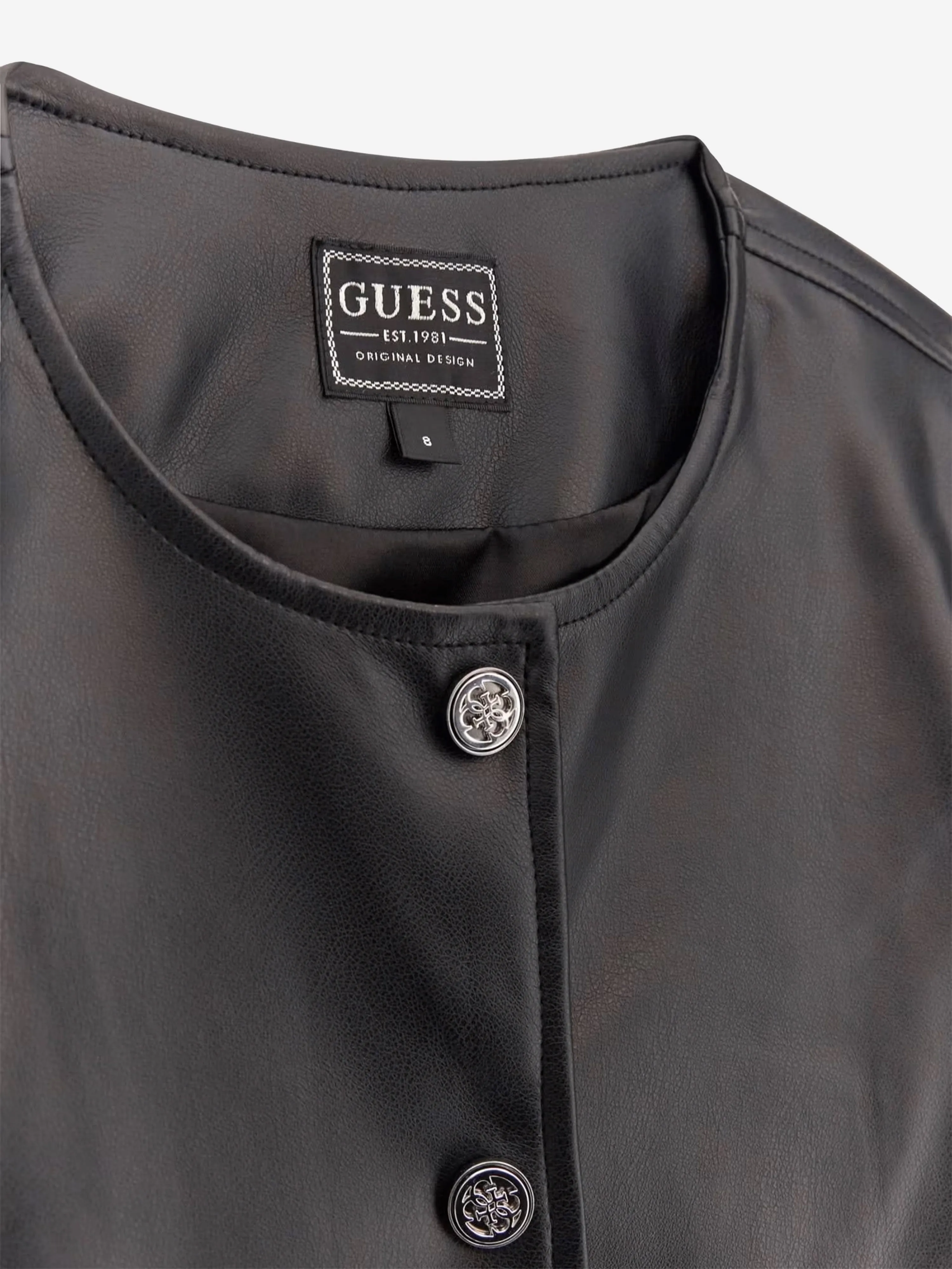 Girls Faux Leather Jacket in Black