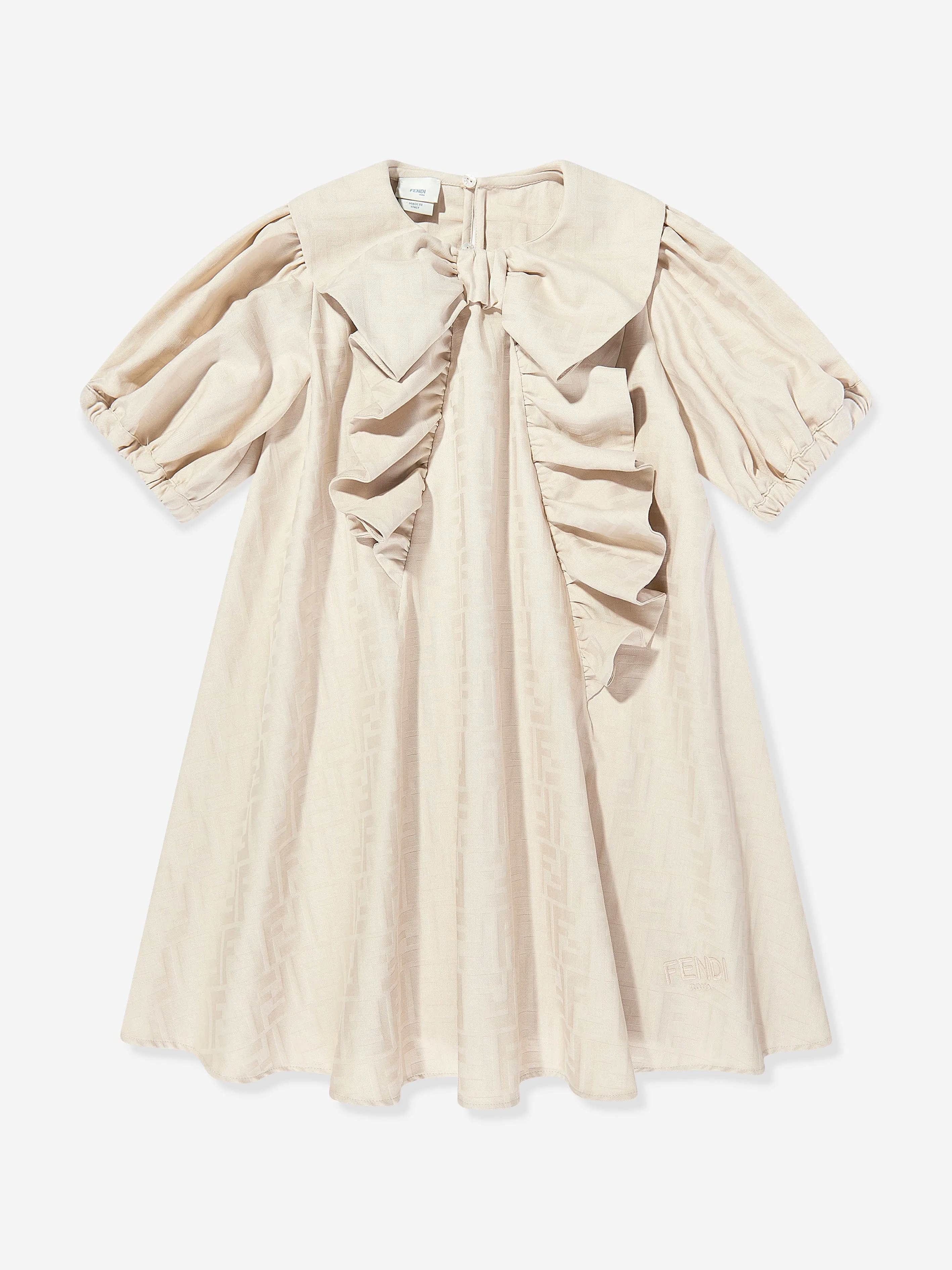 Girls FF Jacquard Logo Dress in Beige