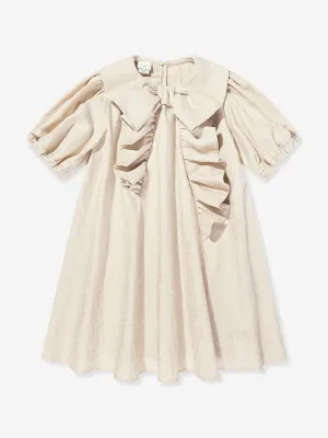 Girls FF Jacquard Logo Dress in Beige