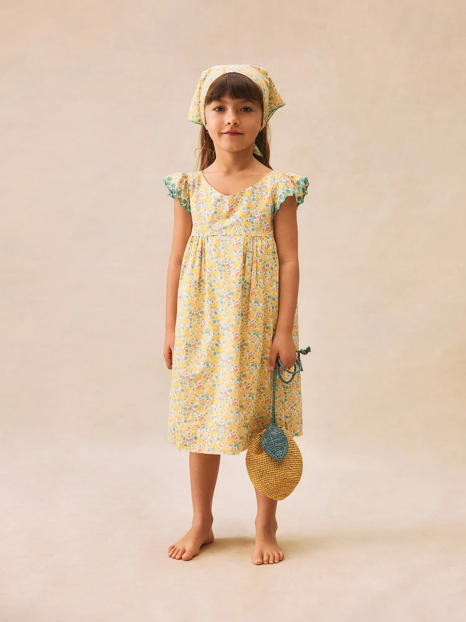 Girls Floral Emina Dress in Yellow