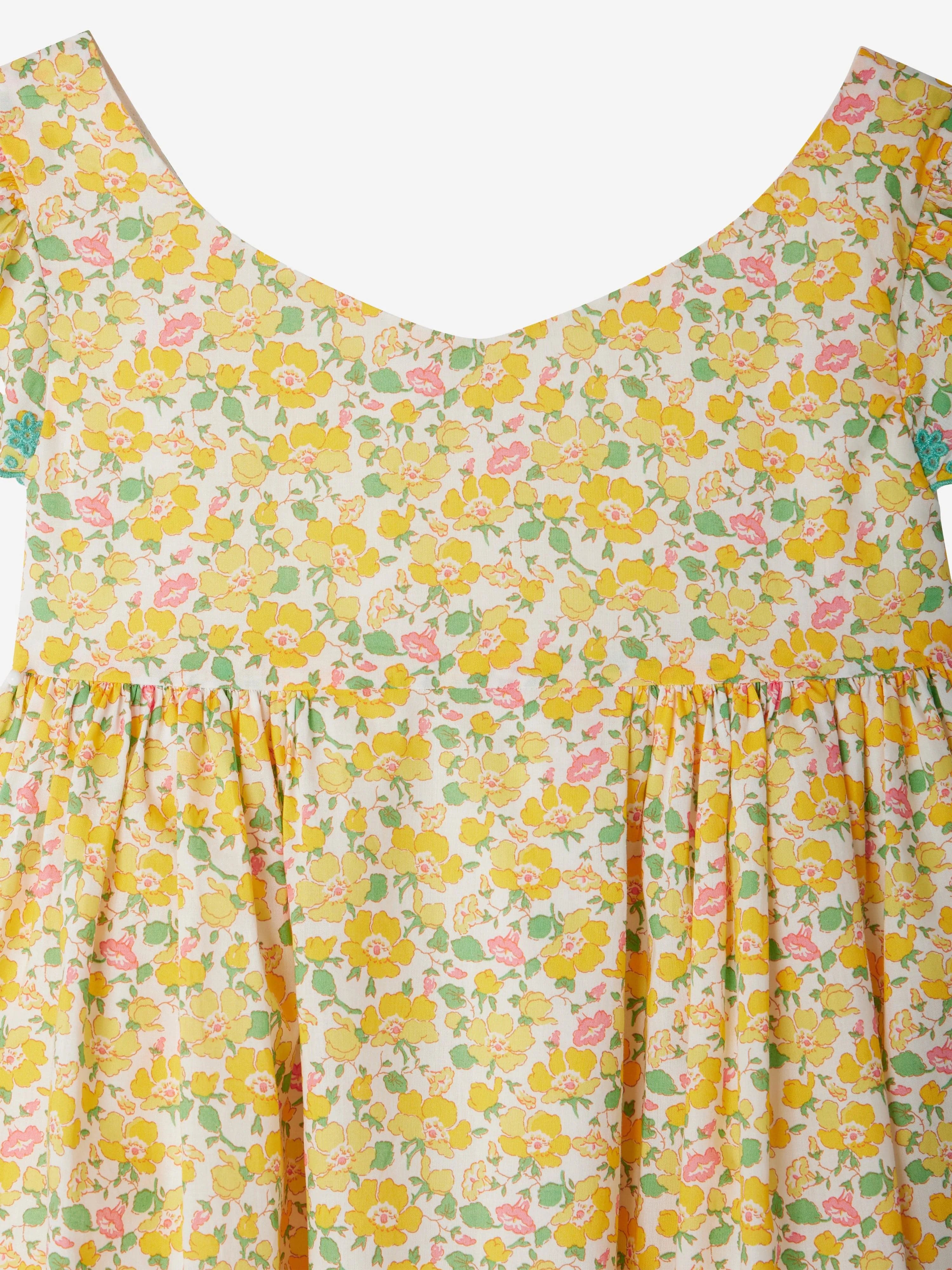 Girls Floral Emina Dress in Yellow