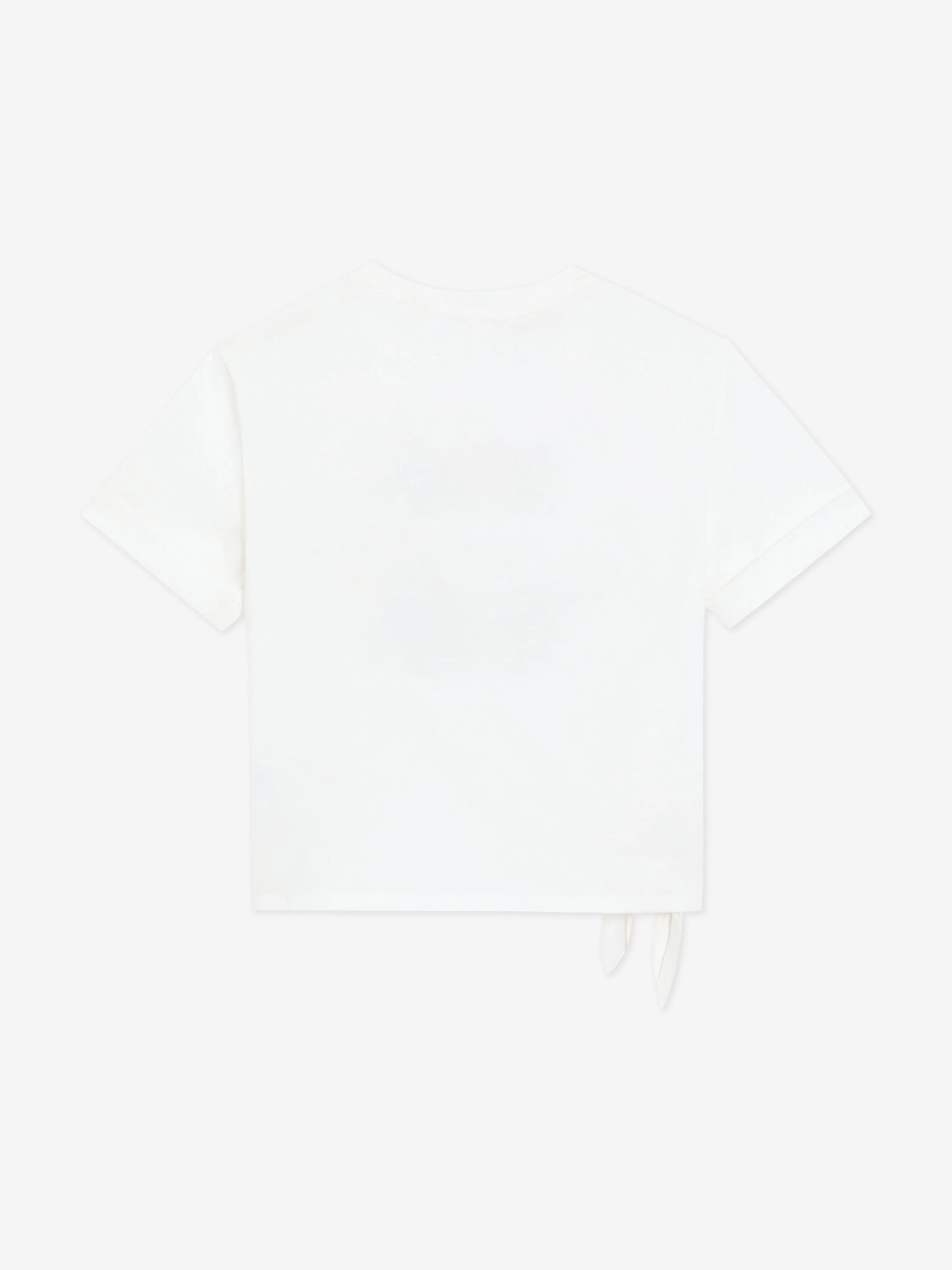 Girls Floral Logo Tie Front T-Shirt in White