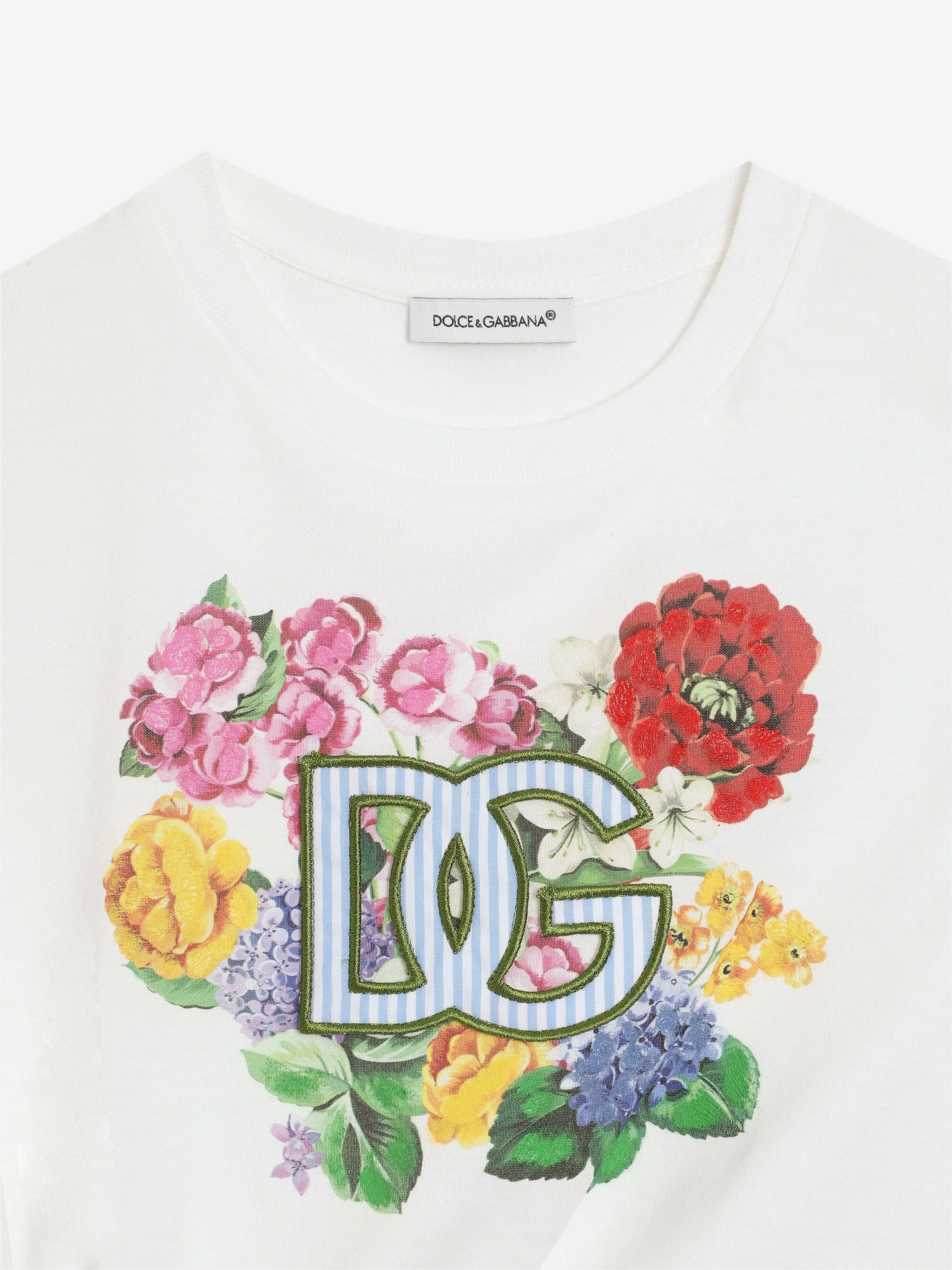 Girls Floral Logo Tie Front T-Shirt in White