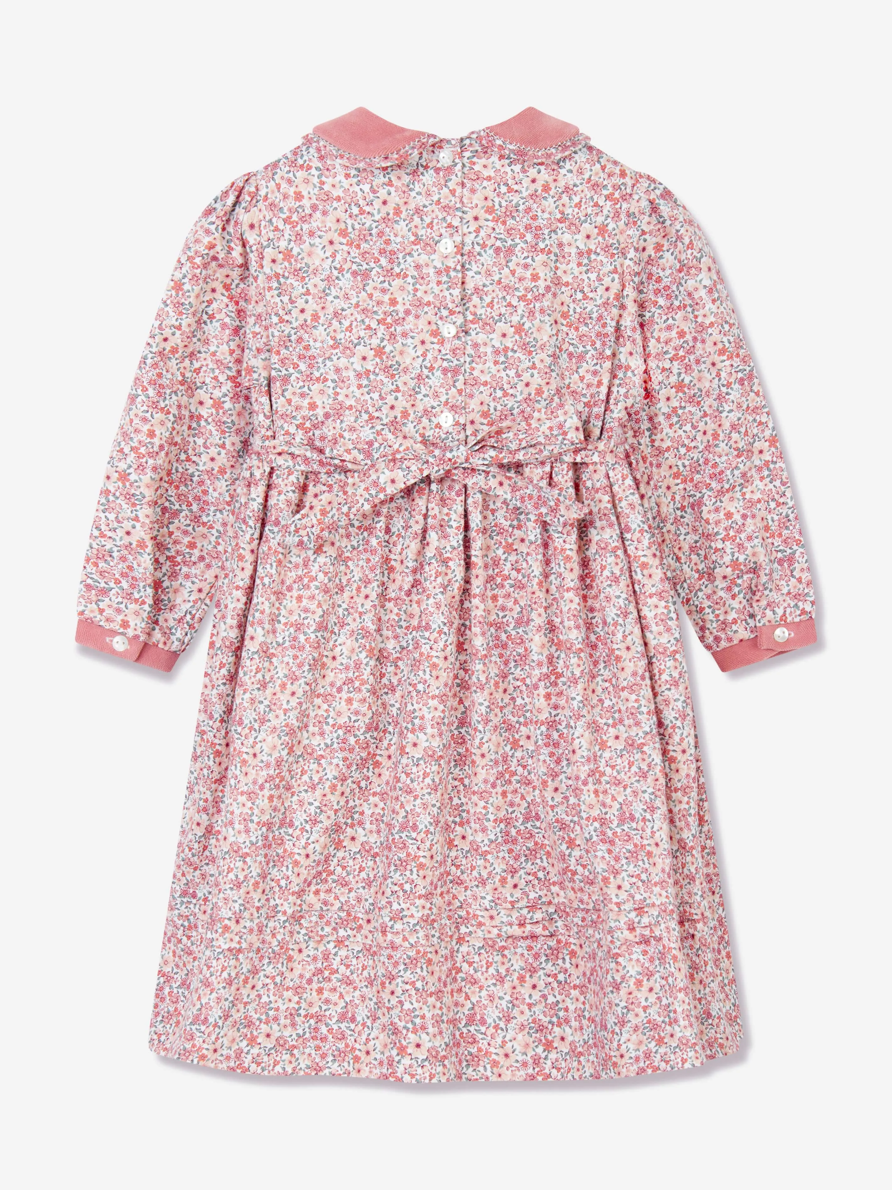 Girls Floral Smocked Dress in Pink