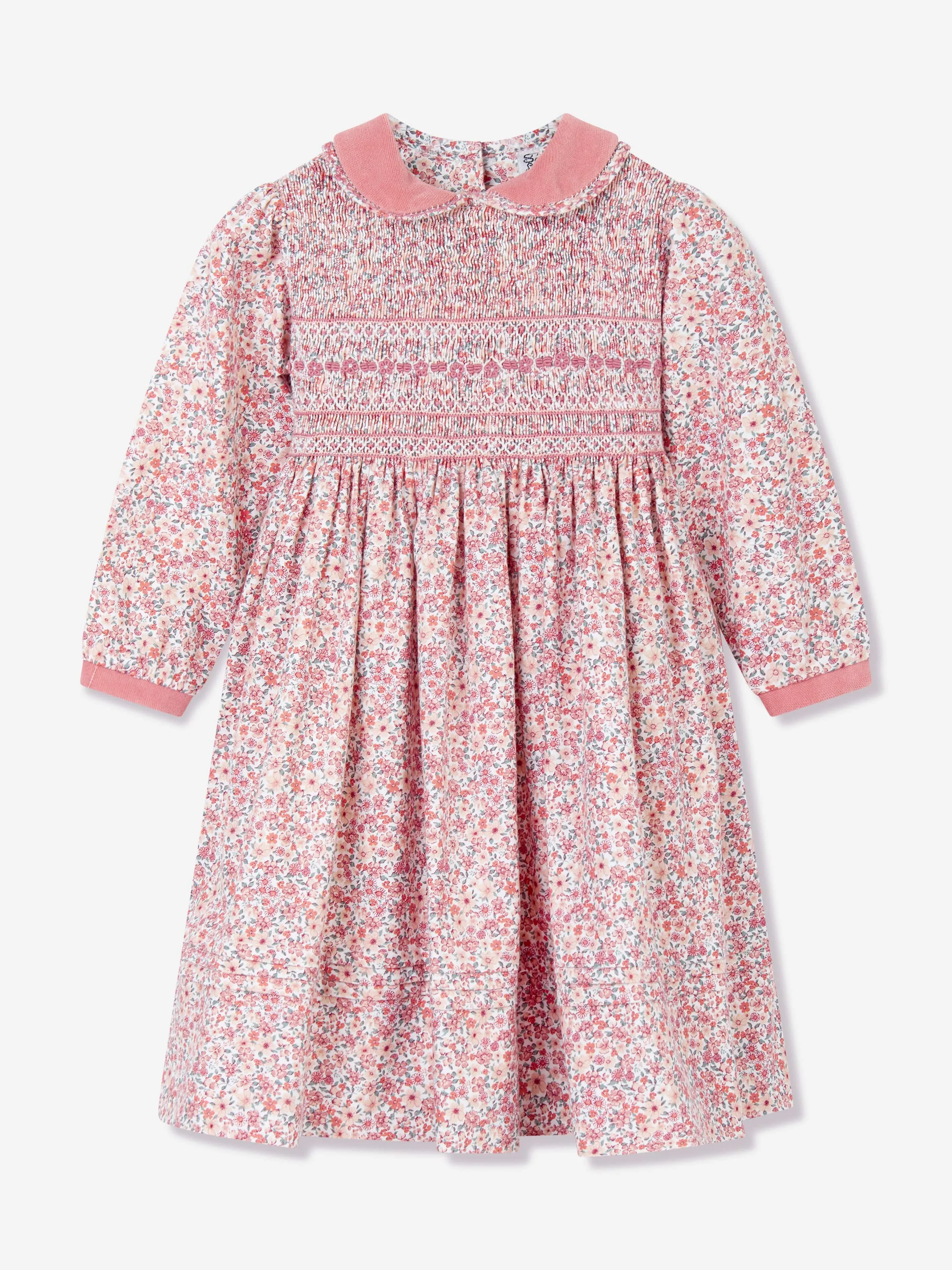Girls Floral Smocked Dress in Pink