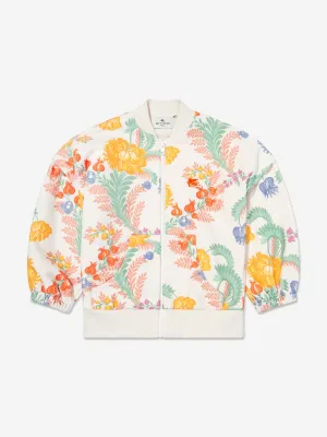 Girls Floral Zip Up Top in Ivory