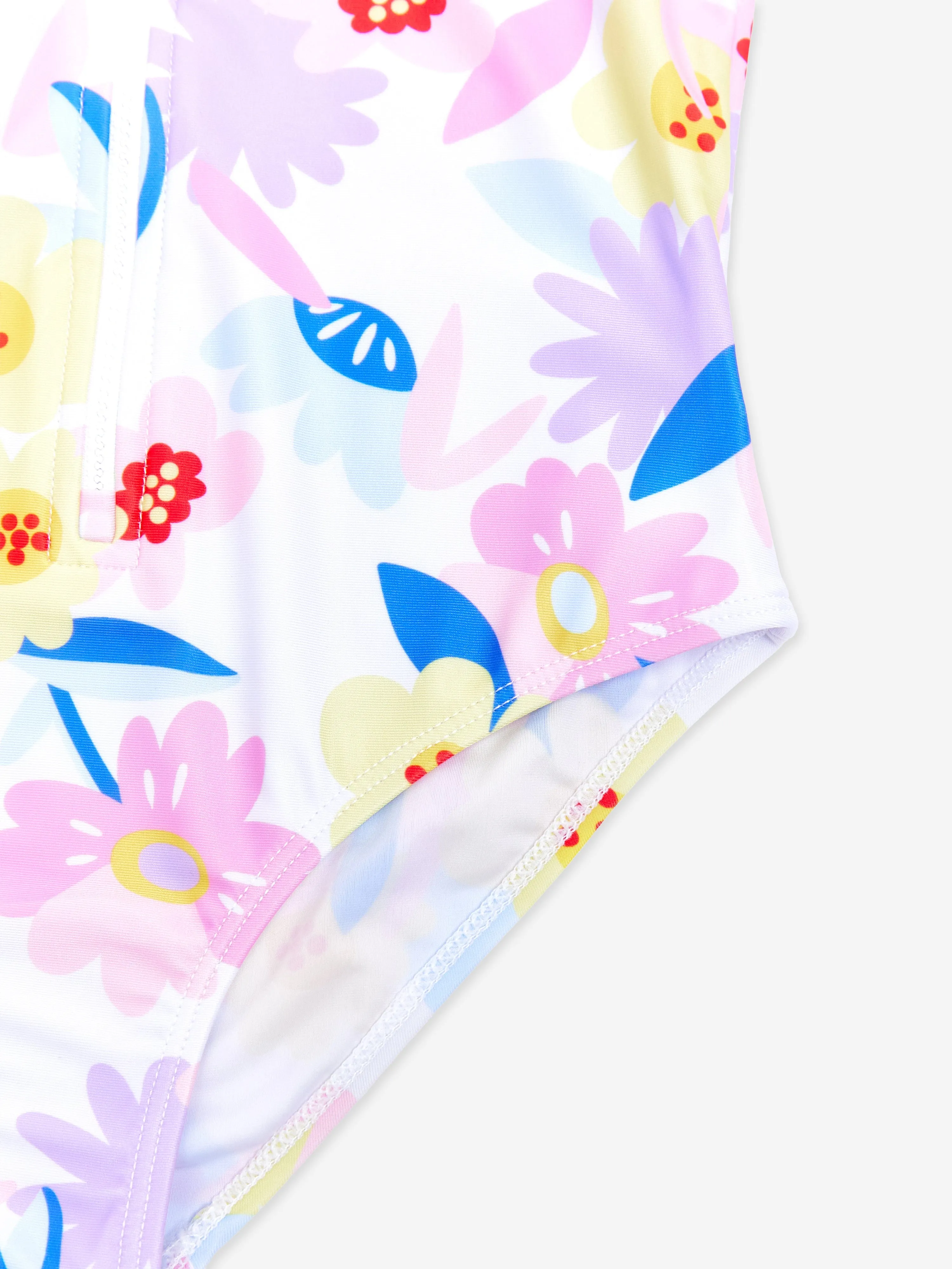 Girls Flower Swimsuit in White (UPF50 )