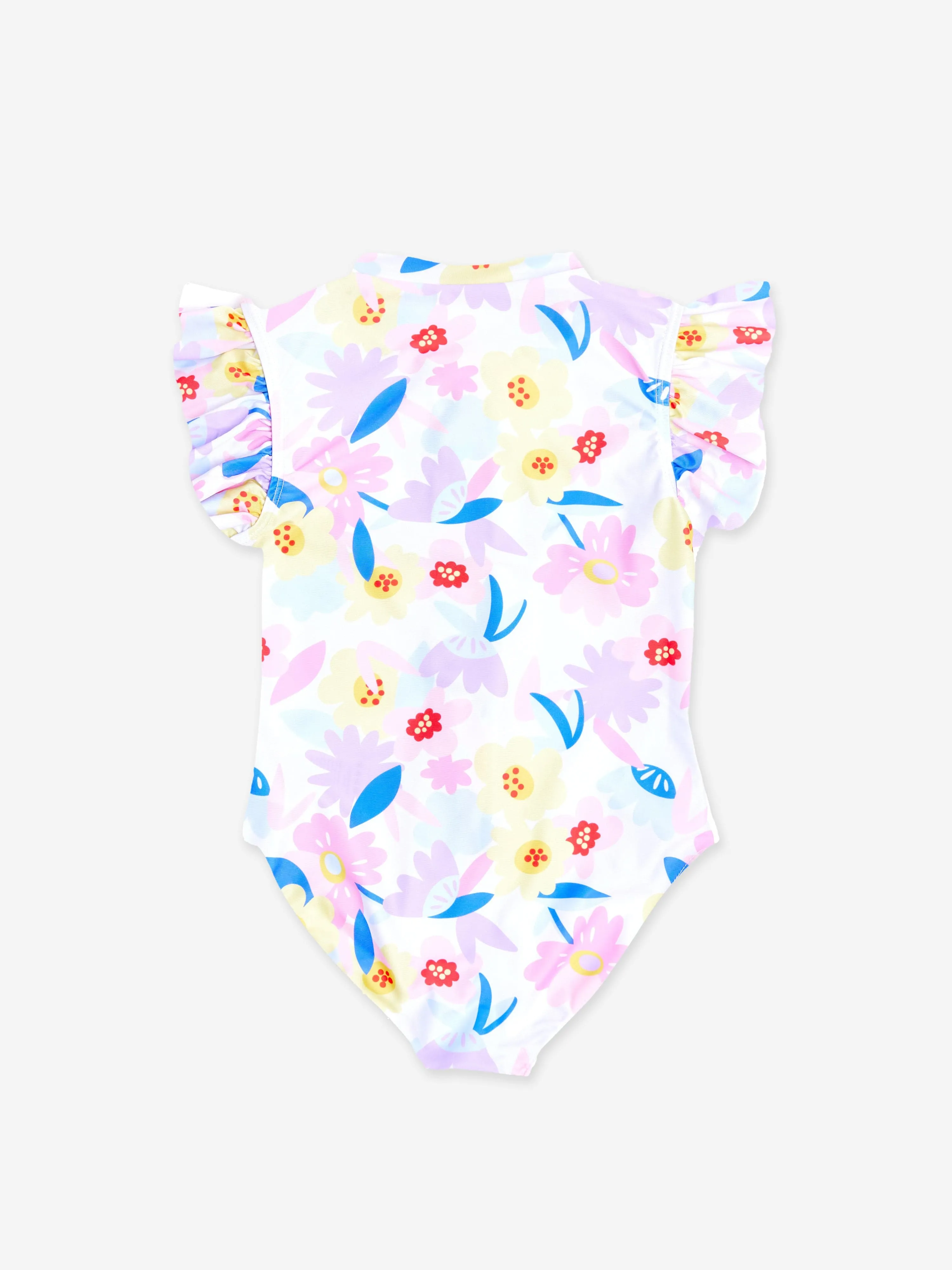 Girls Flower Swimsuit in White (UPF50 )