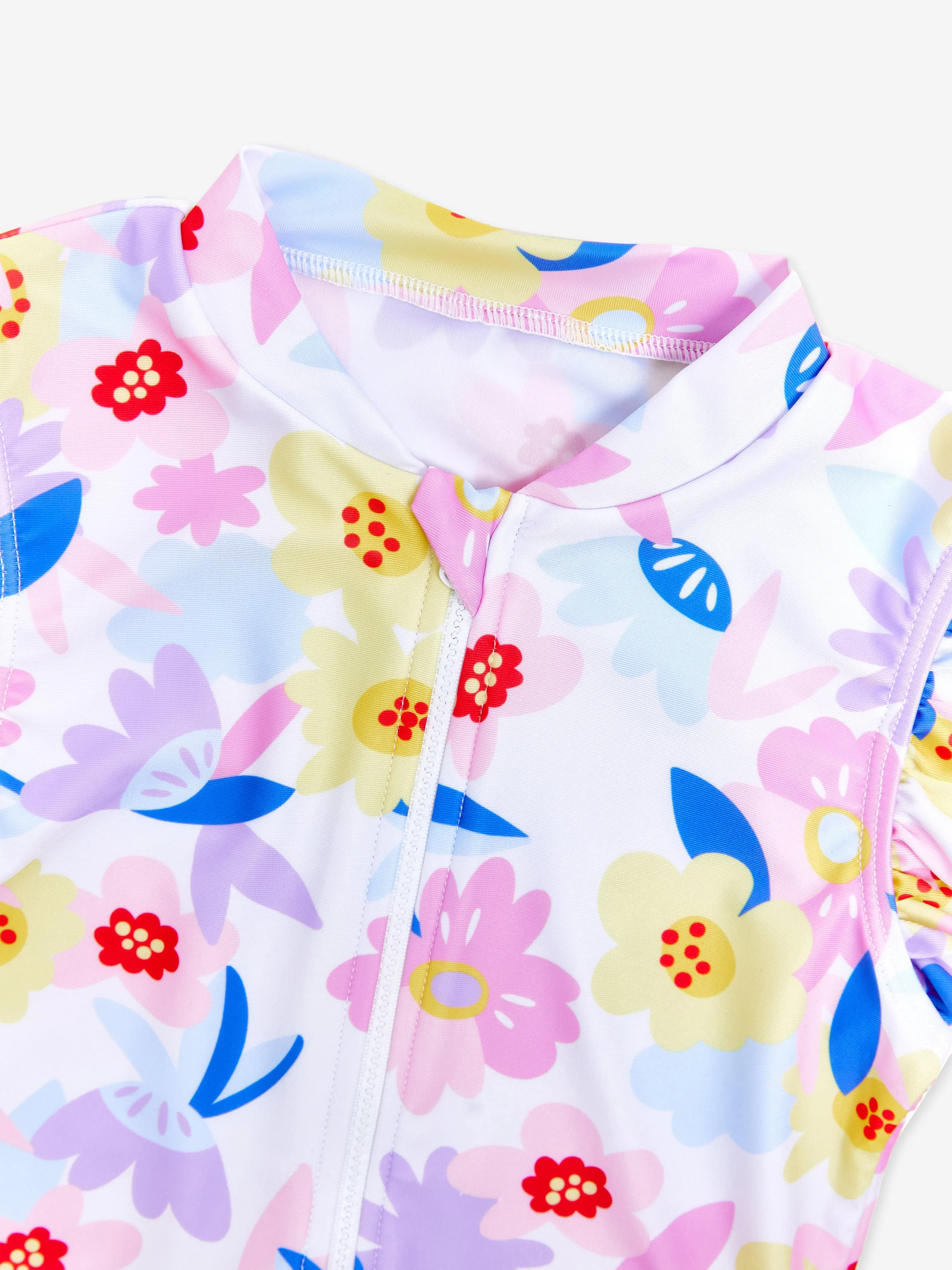 Girls Flower Swimsuit in White (UPF50 )