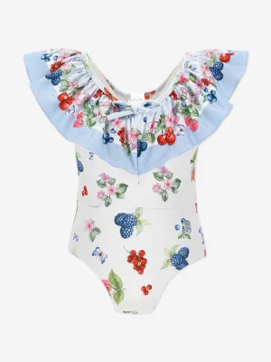 Girls Fruit and Flower Swimsuit in Blue