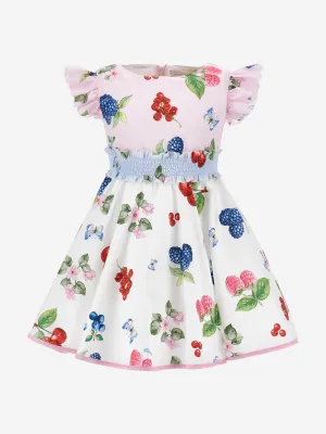 Girls Fruit Print Dress in Pink