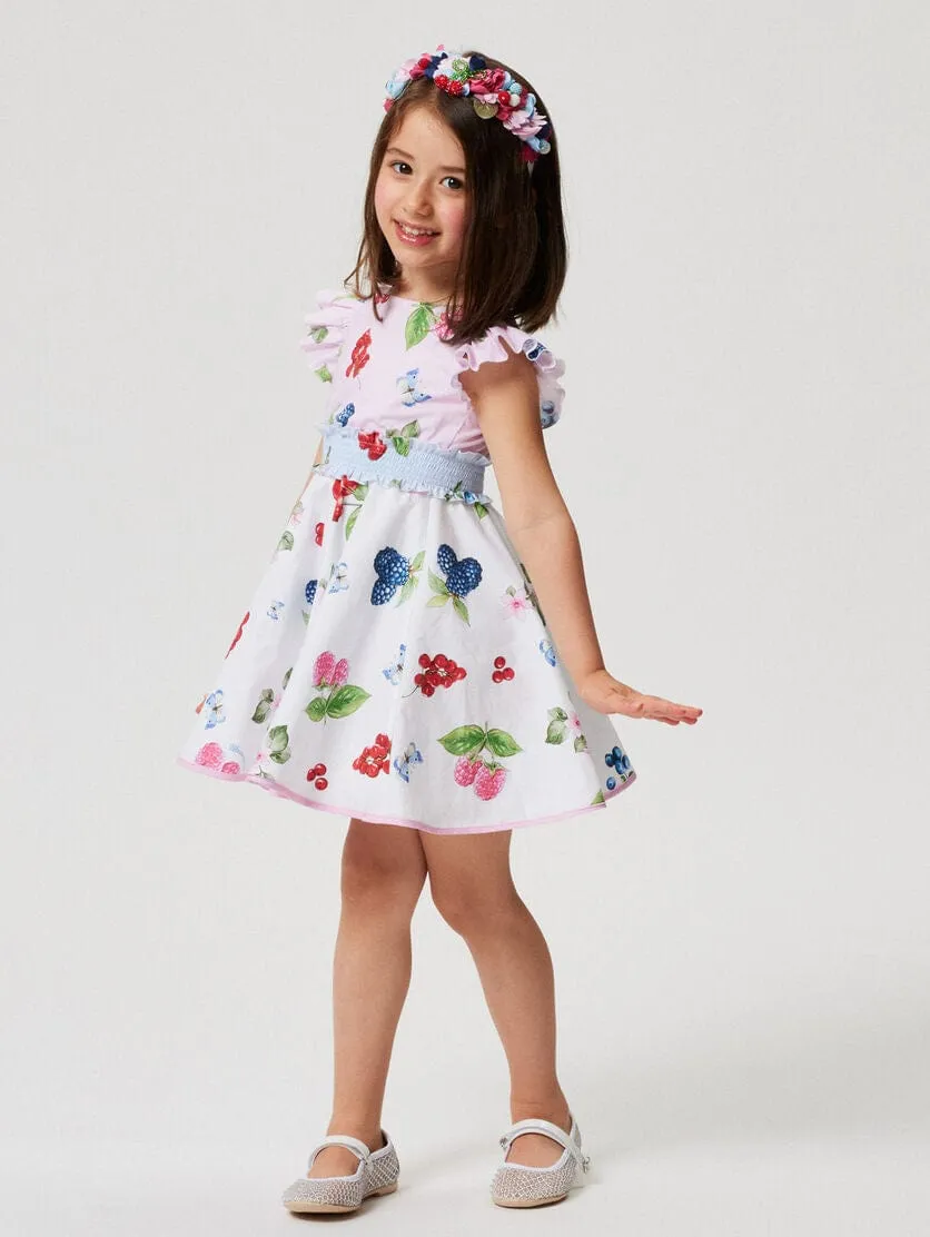 Girls Fruit Print Dress in Pink