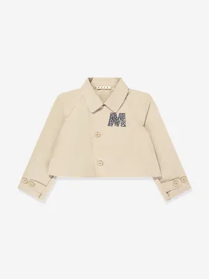 Girls Gabardine Logo Jacket in Beige