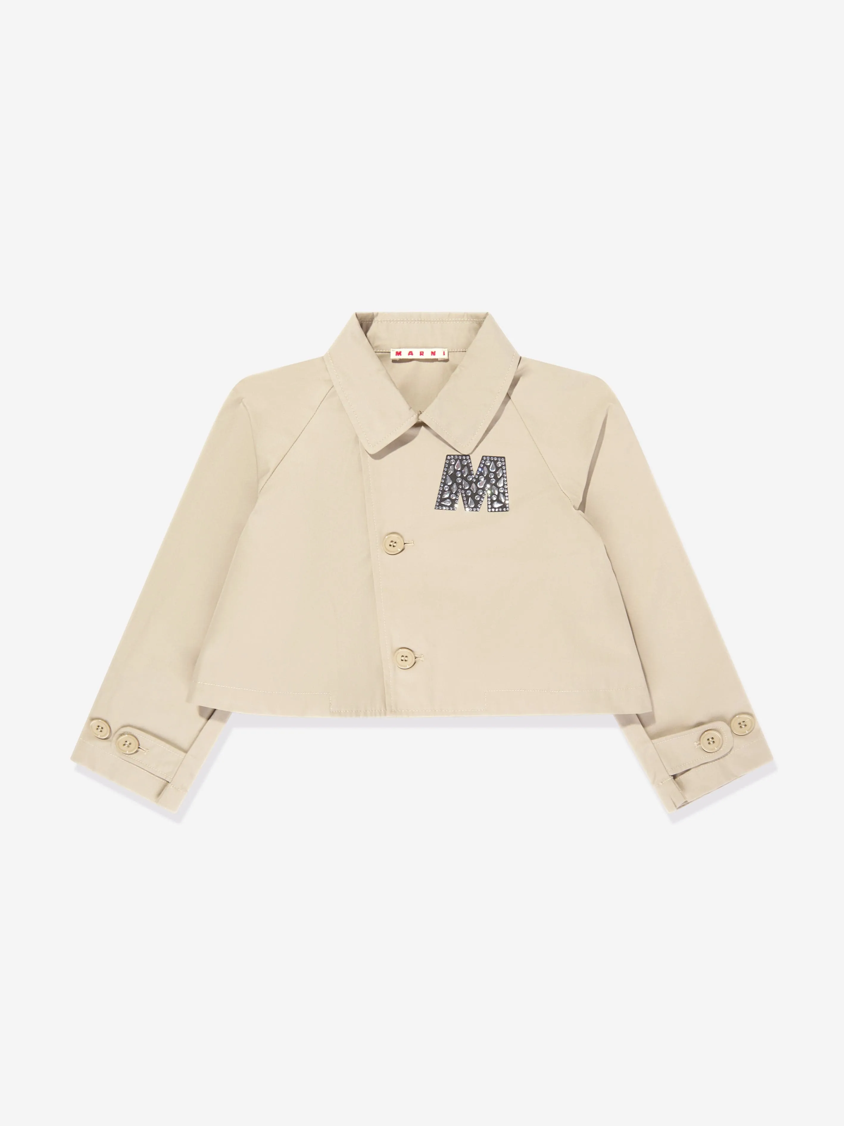 Girls Gabardine Logo Jacket in Beige