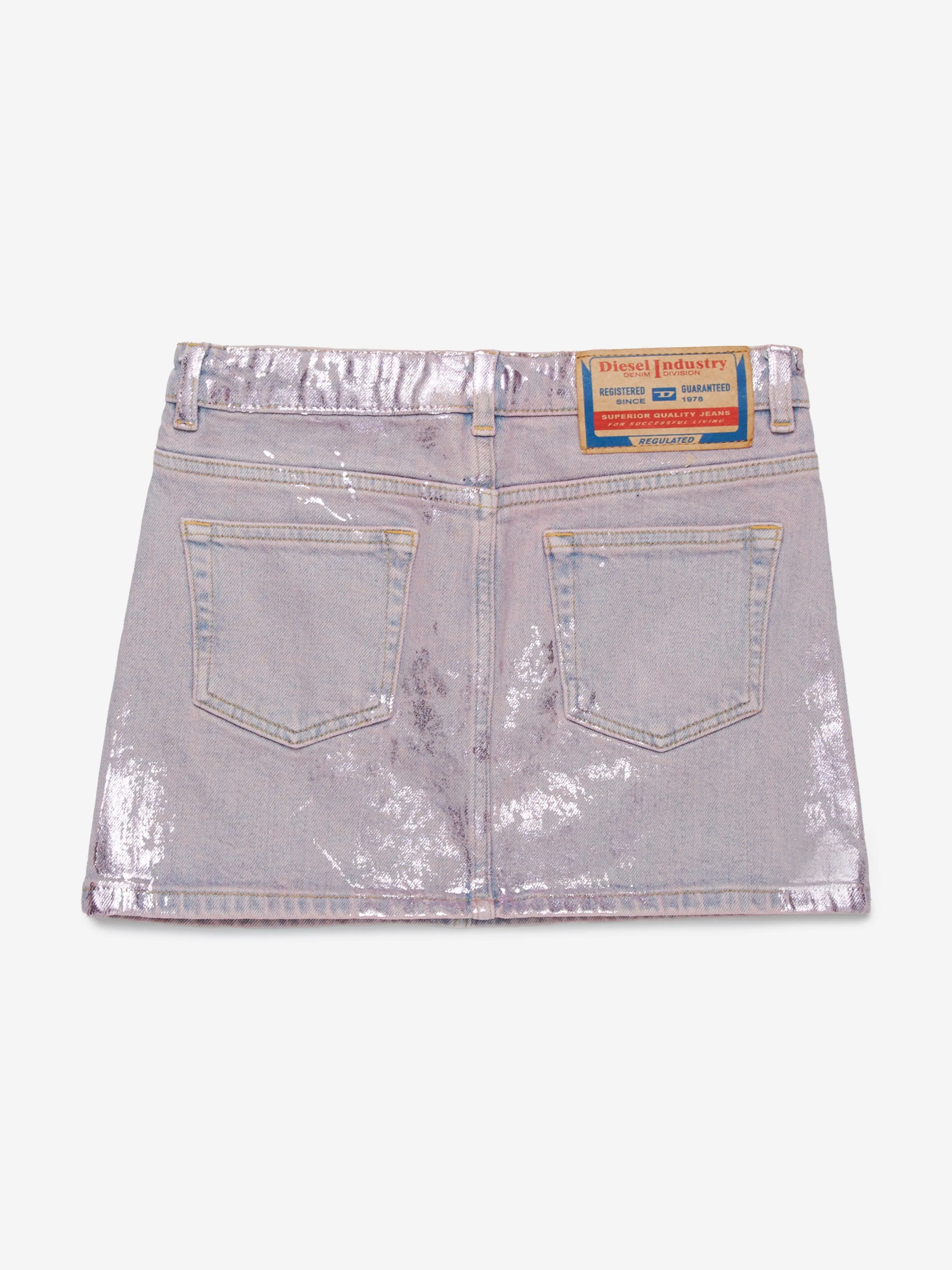 Girls Gianna Metallic Coated Denim Skirt in Pink