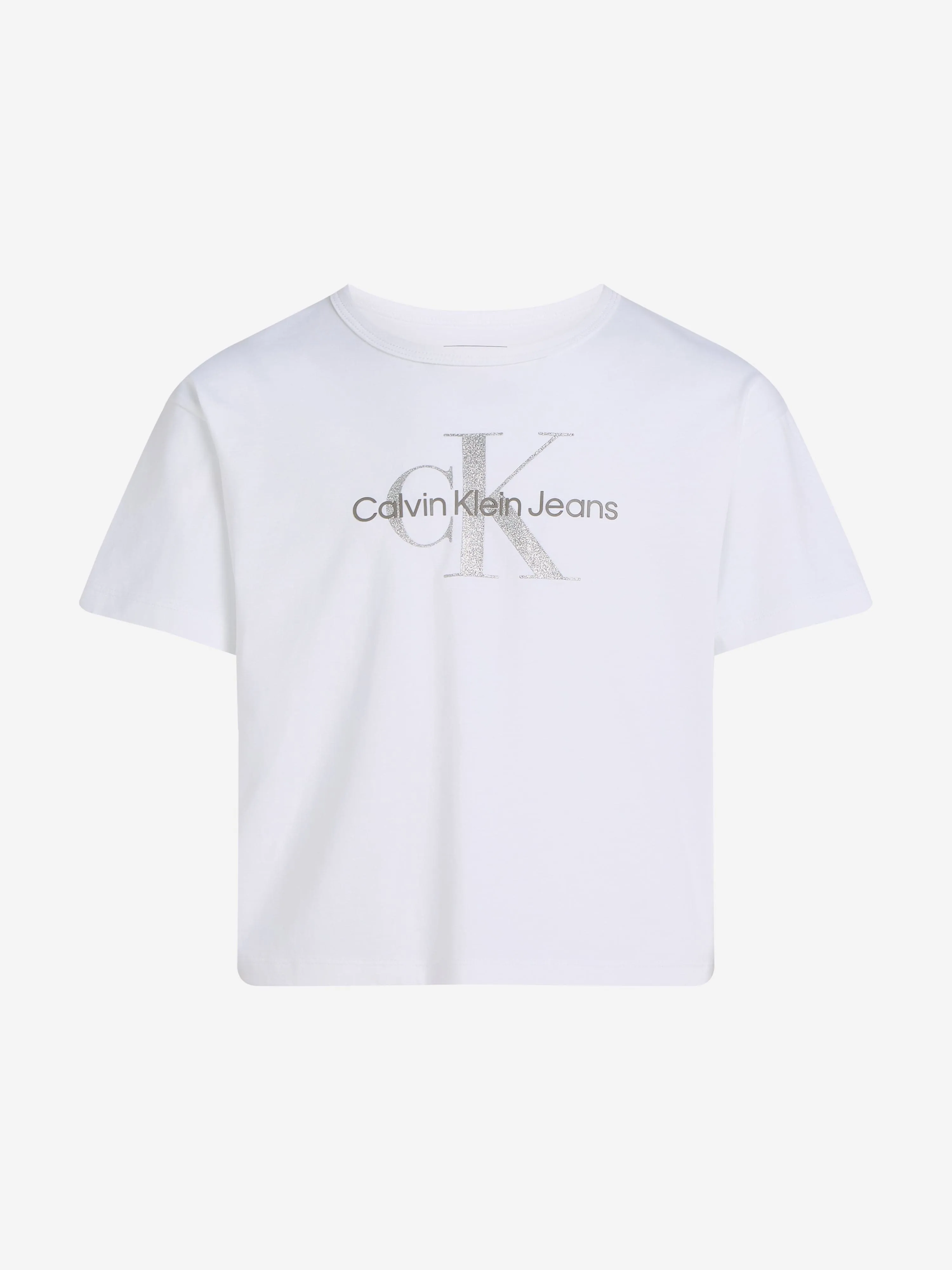Girls Glitter Monologo T-Shirt in White