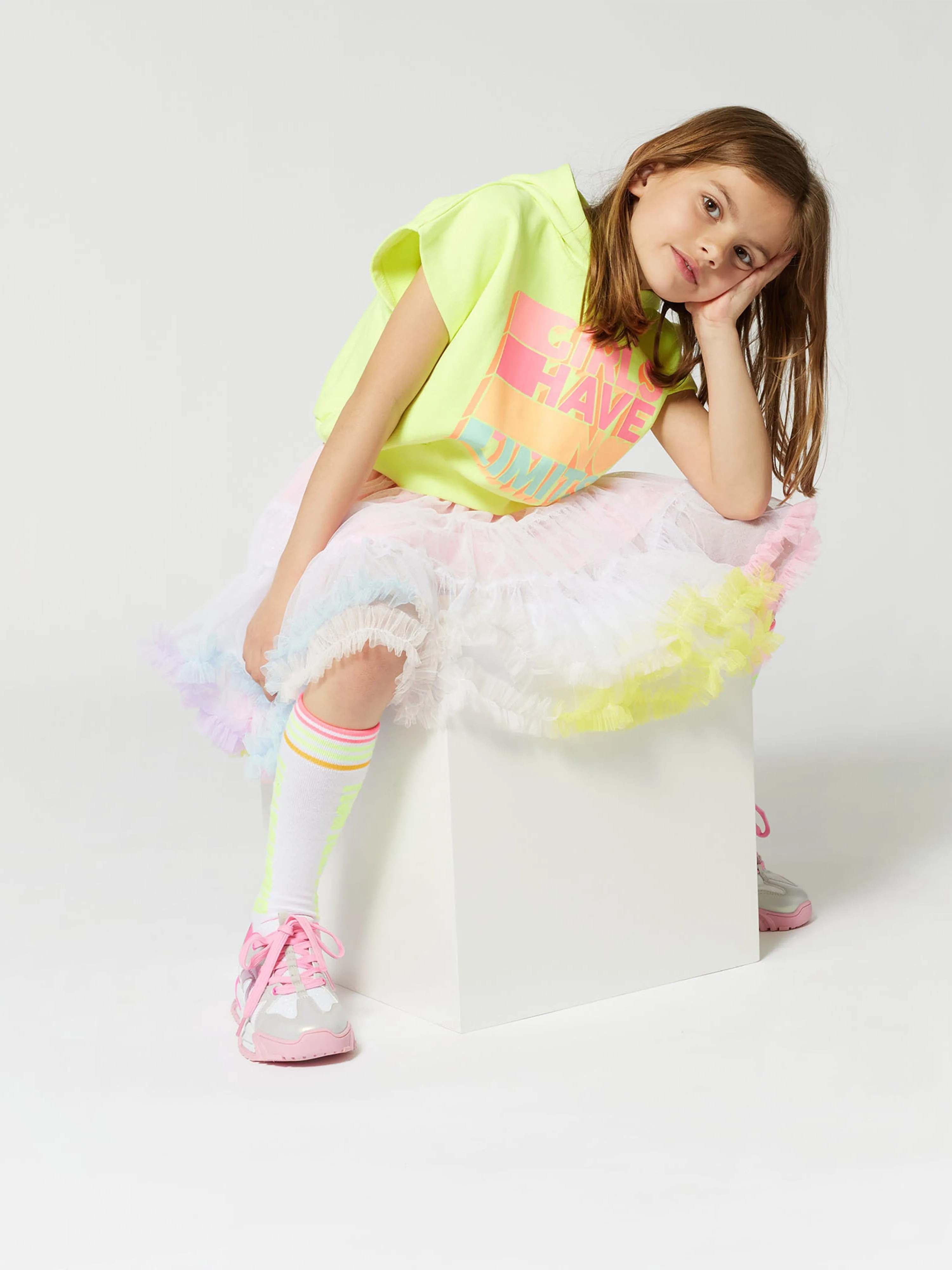 Girls Glitter Tulle Skirt in Pink