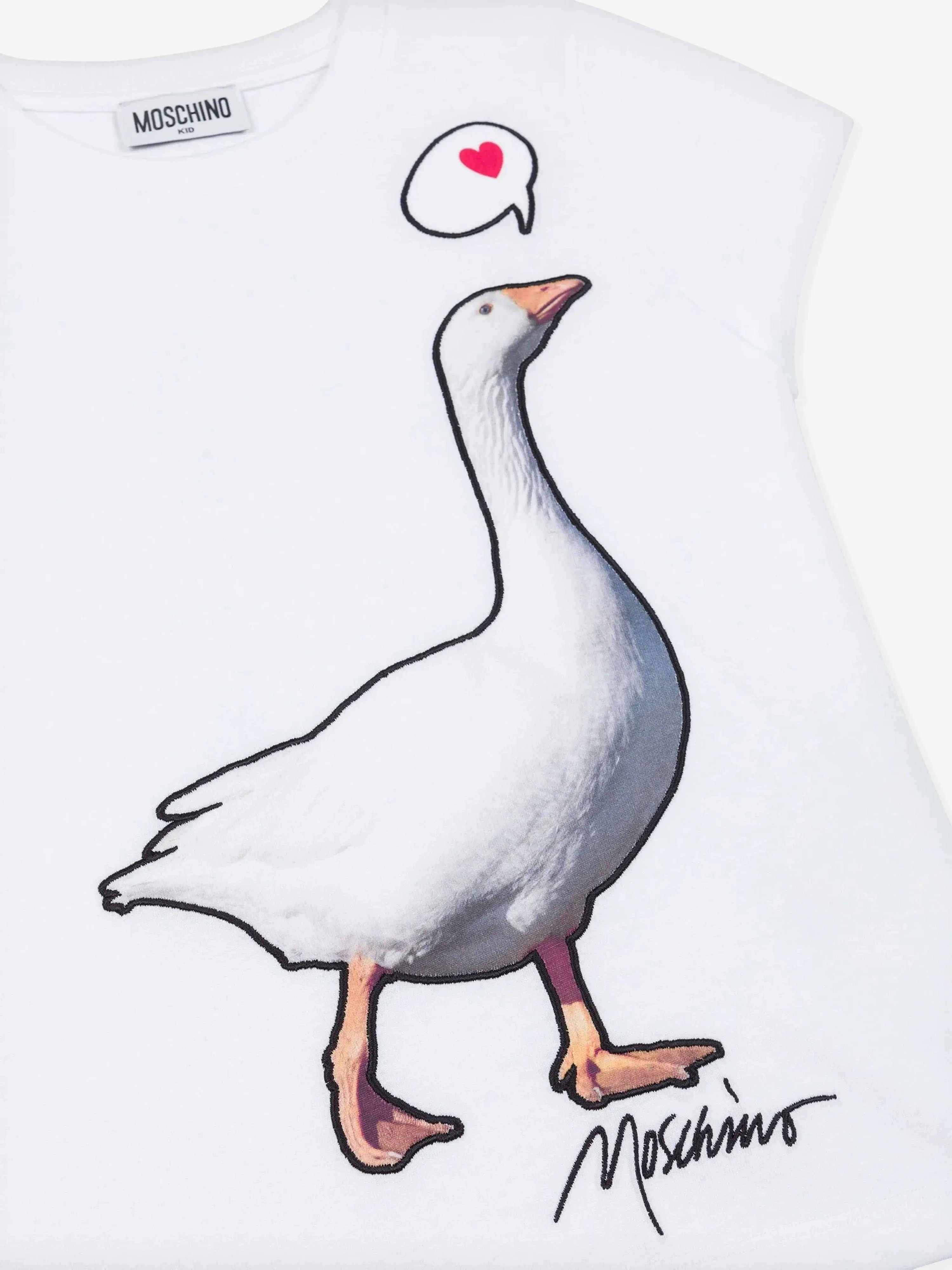 Girls Goose Print T-Shirt in White