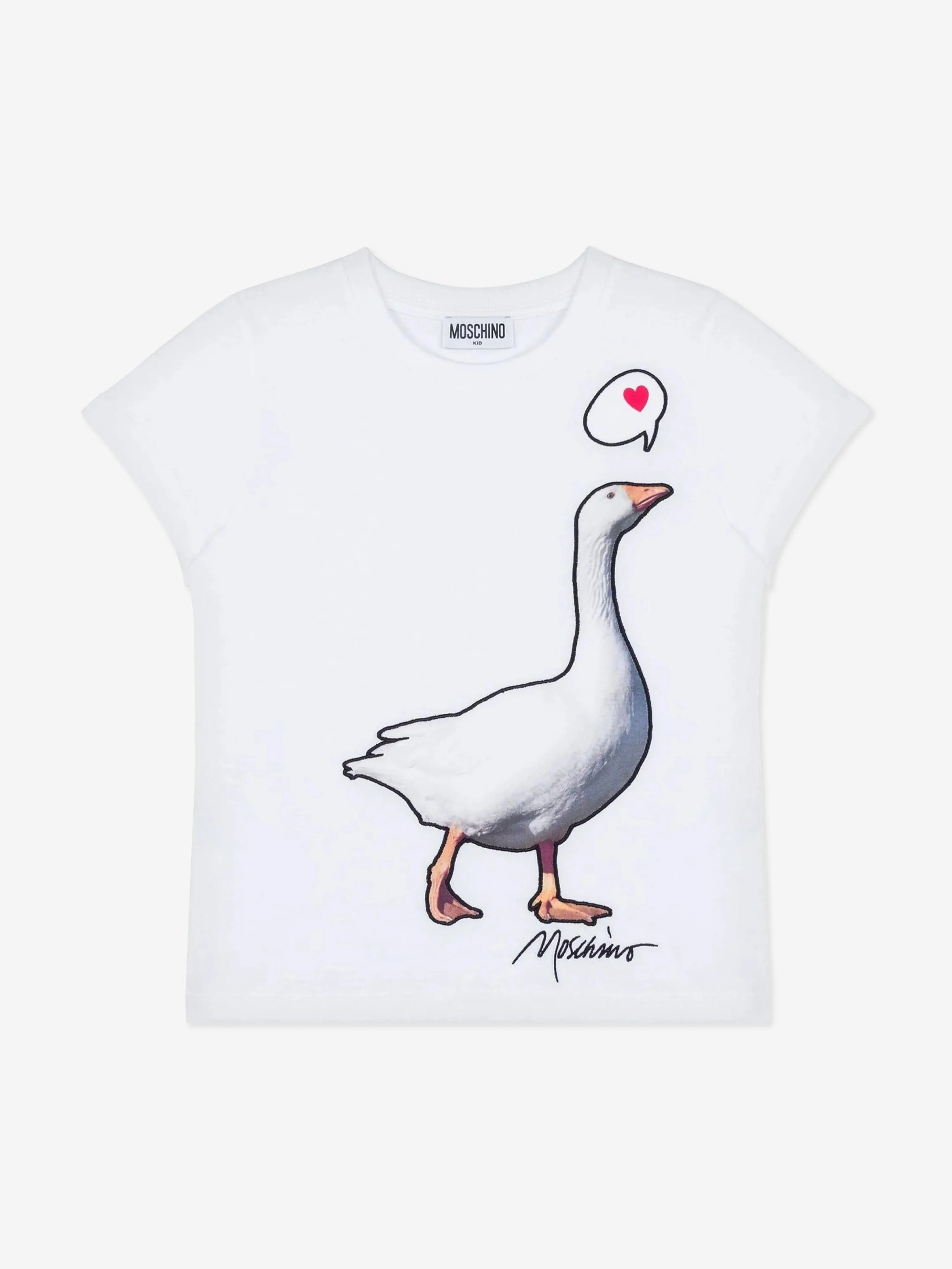Girls Goose Print T-Shirt in White