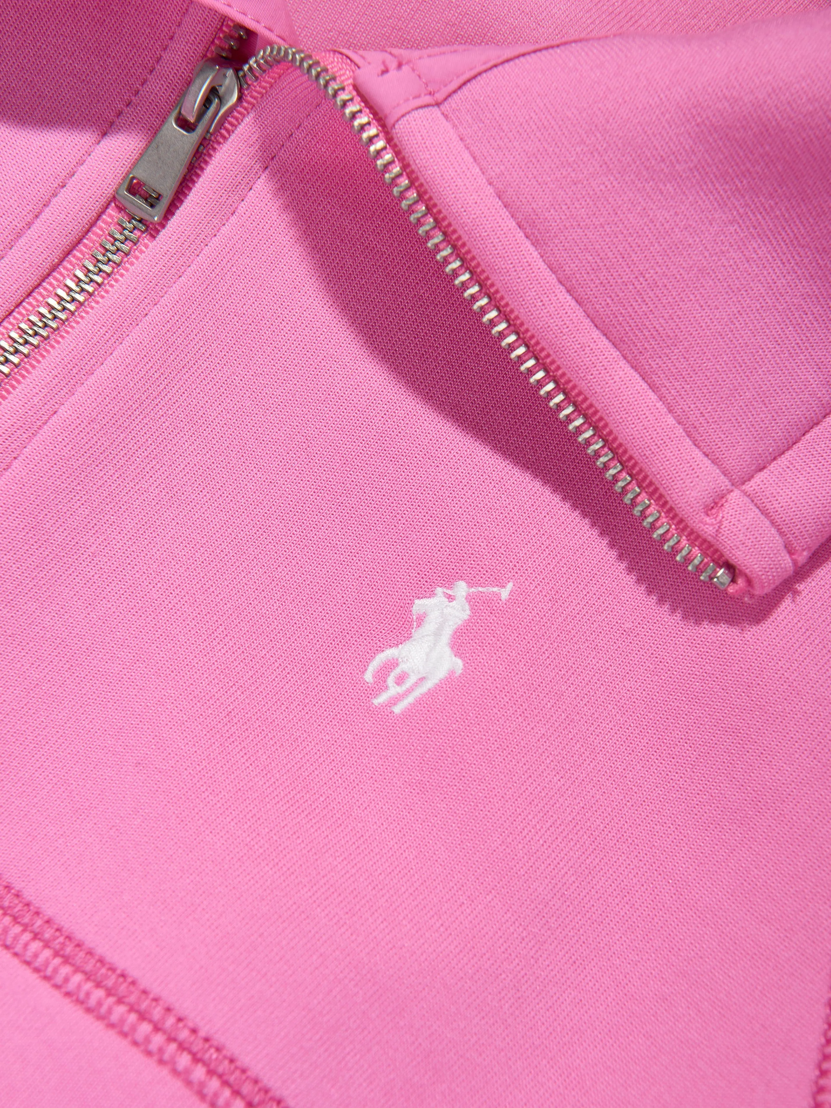 Girls Half Zip Hybrid Sweatshirt in Pink